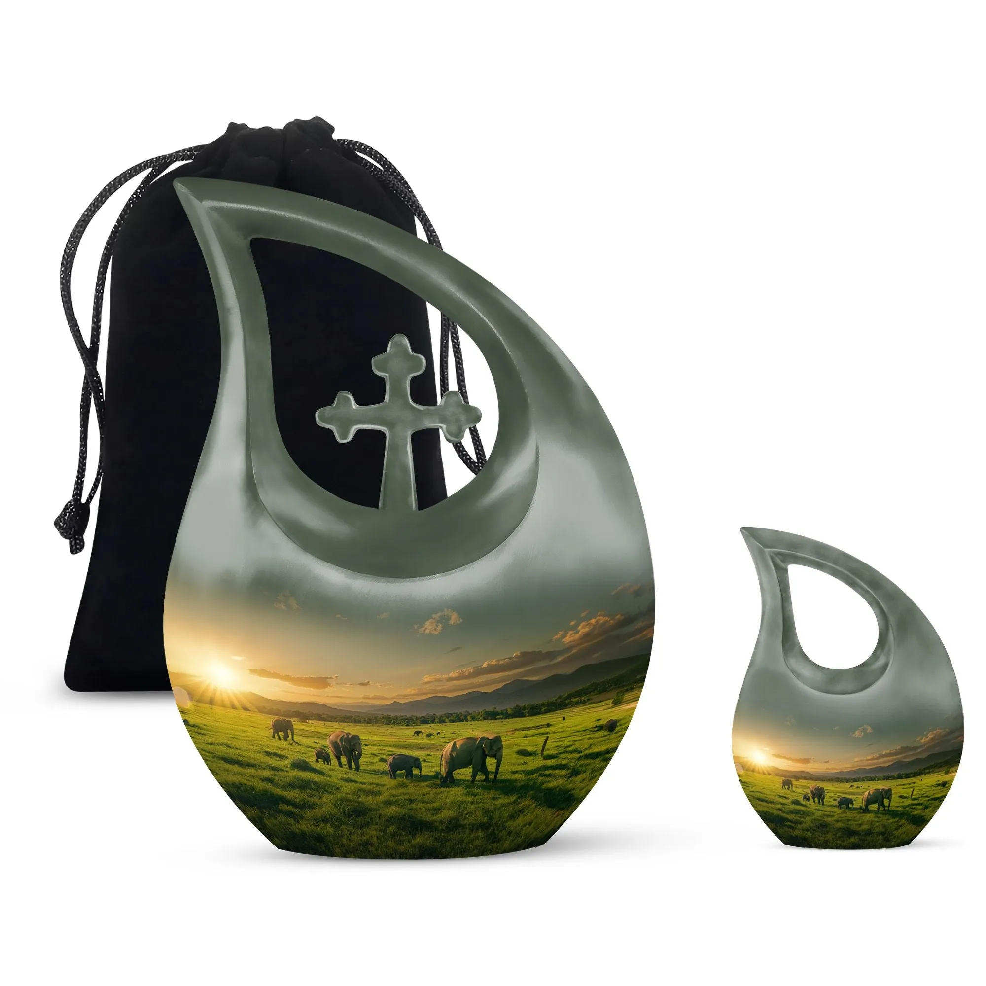 Elephant Family Urn -Adult Cremation Urn For Human Ashes Remans
