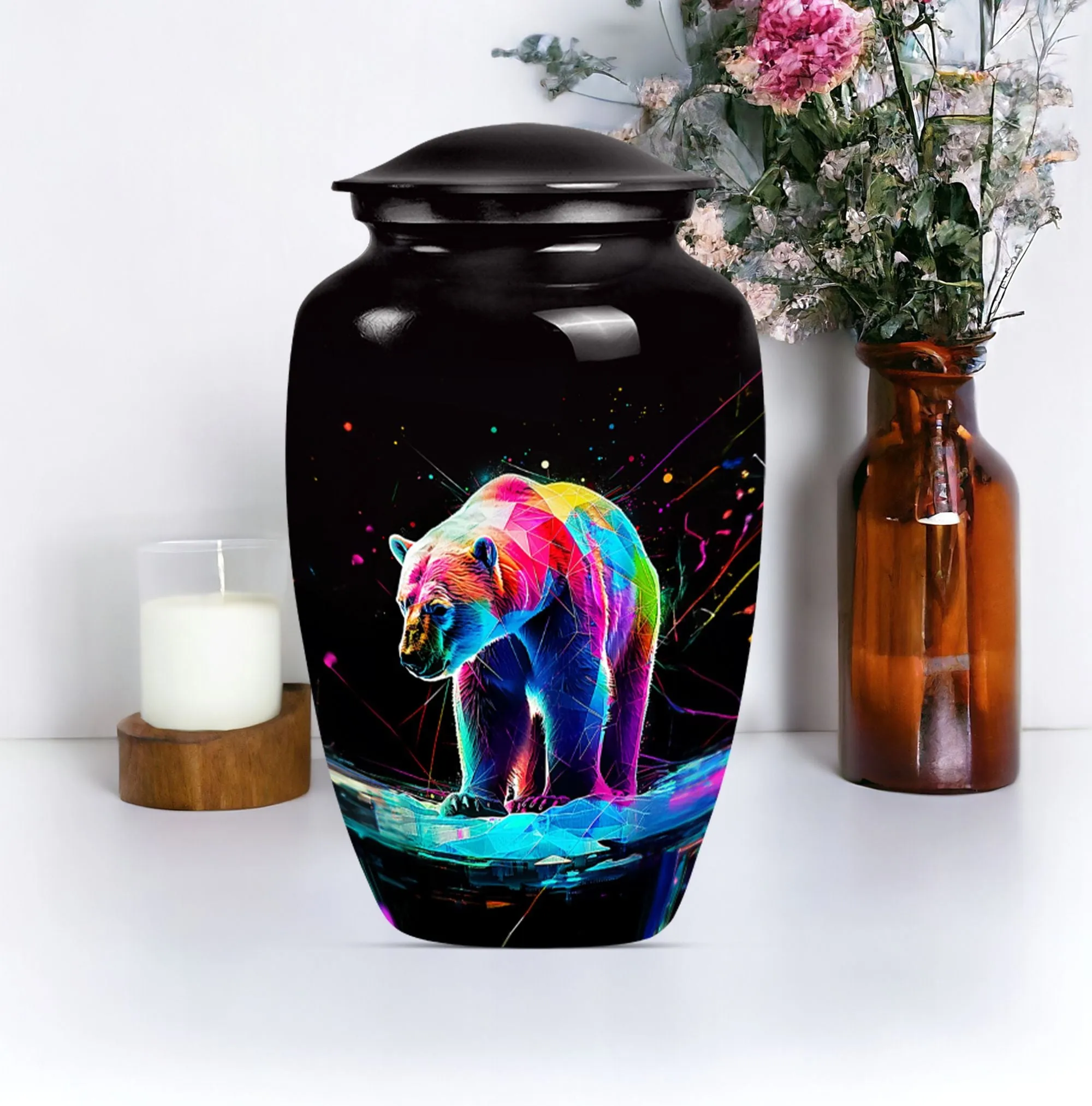 Engraved Bear Urn for Ashes - Keepsake Urn For Sharing Ashes