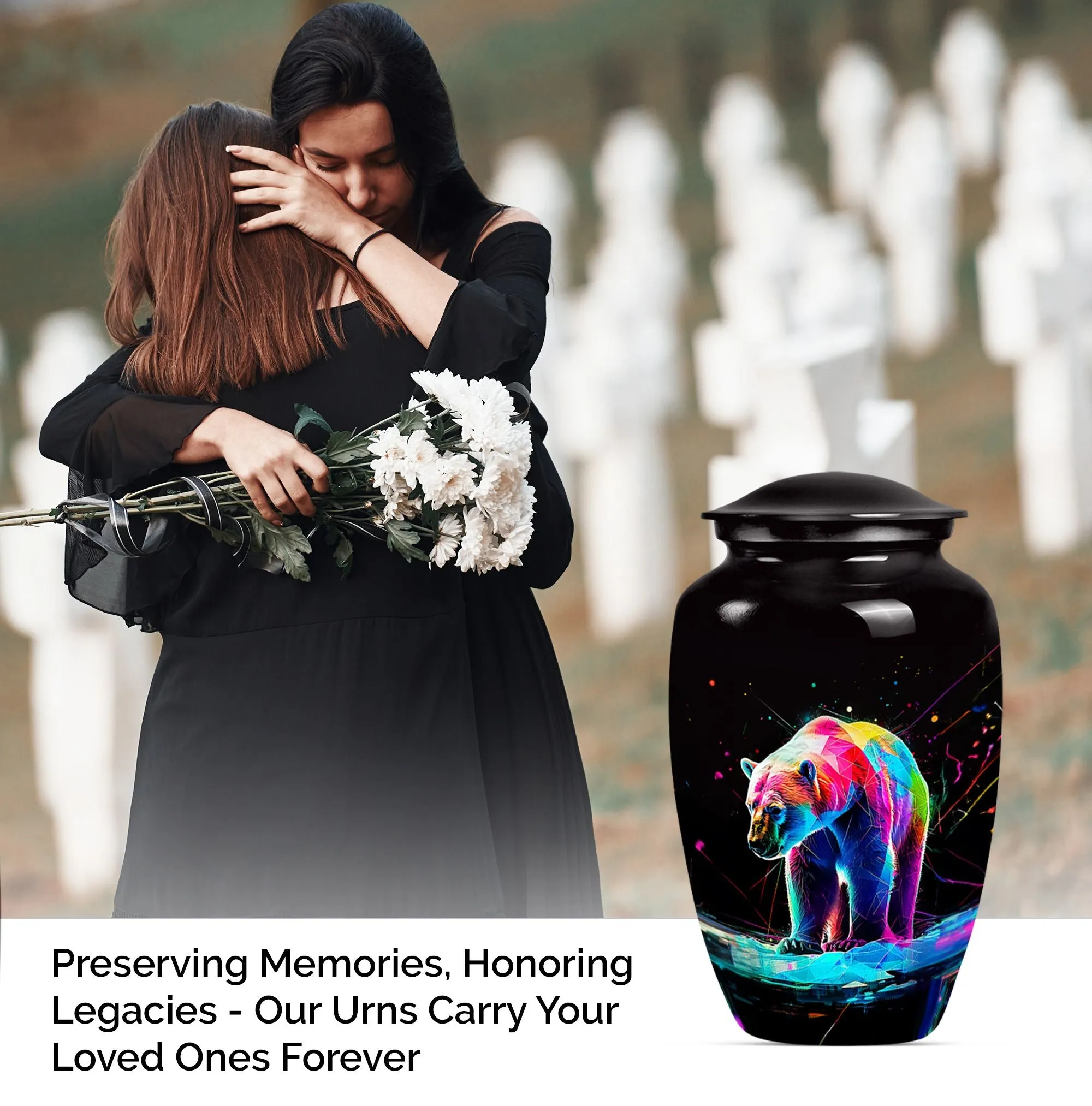 Engraved Bear Urn for Ashes - Keepsake Urn For Sharing Ashes
