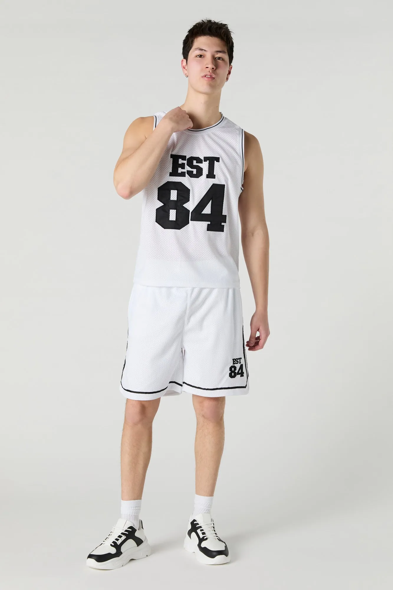 Est 84 Embroidered Mesh Basketball Jersey
