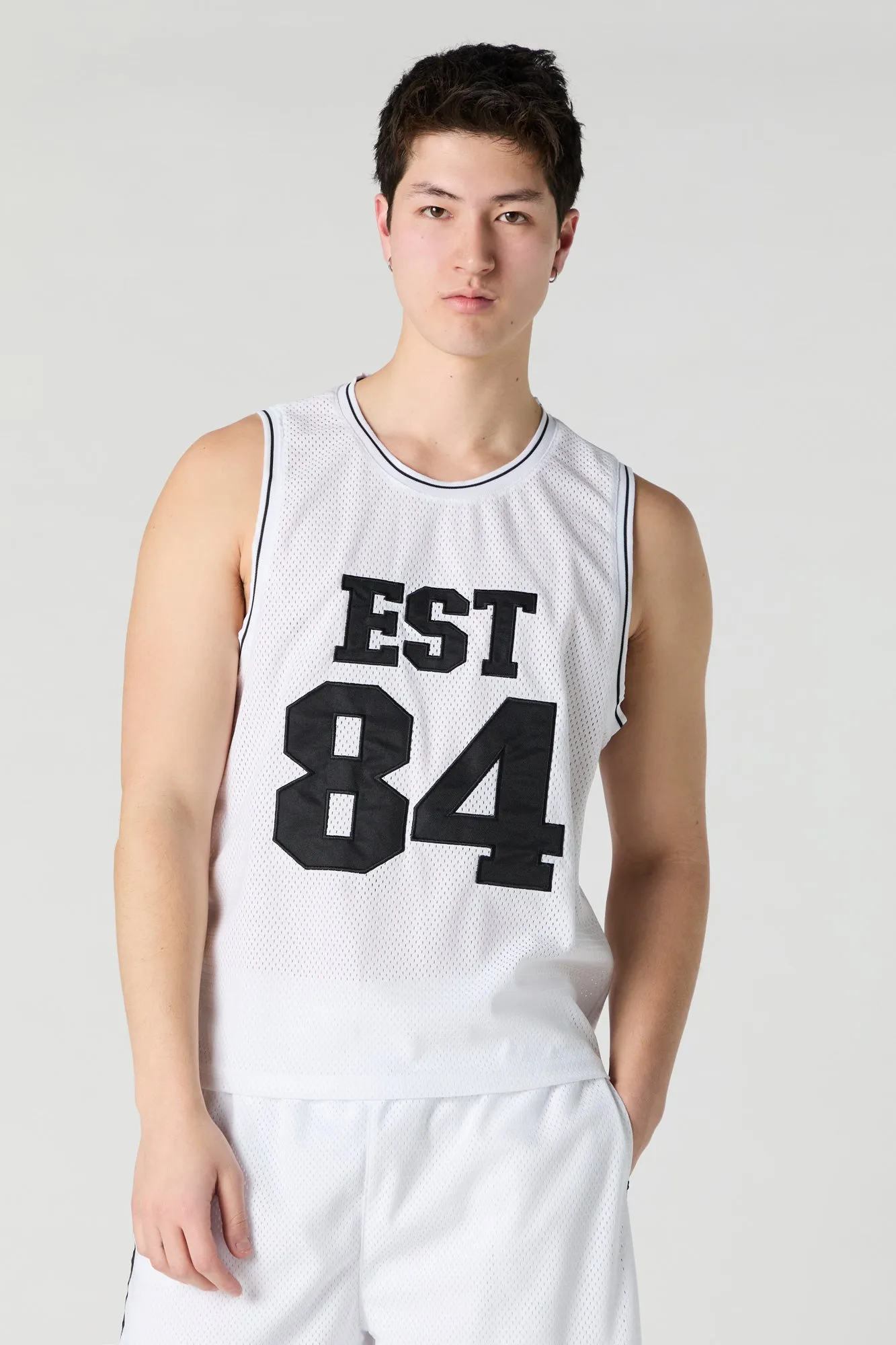 Est 84 Embroidered Mesh Basketball Jersey