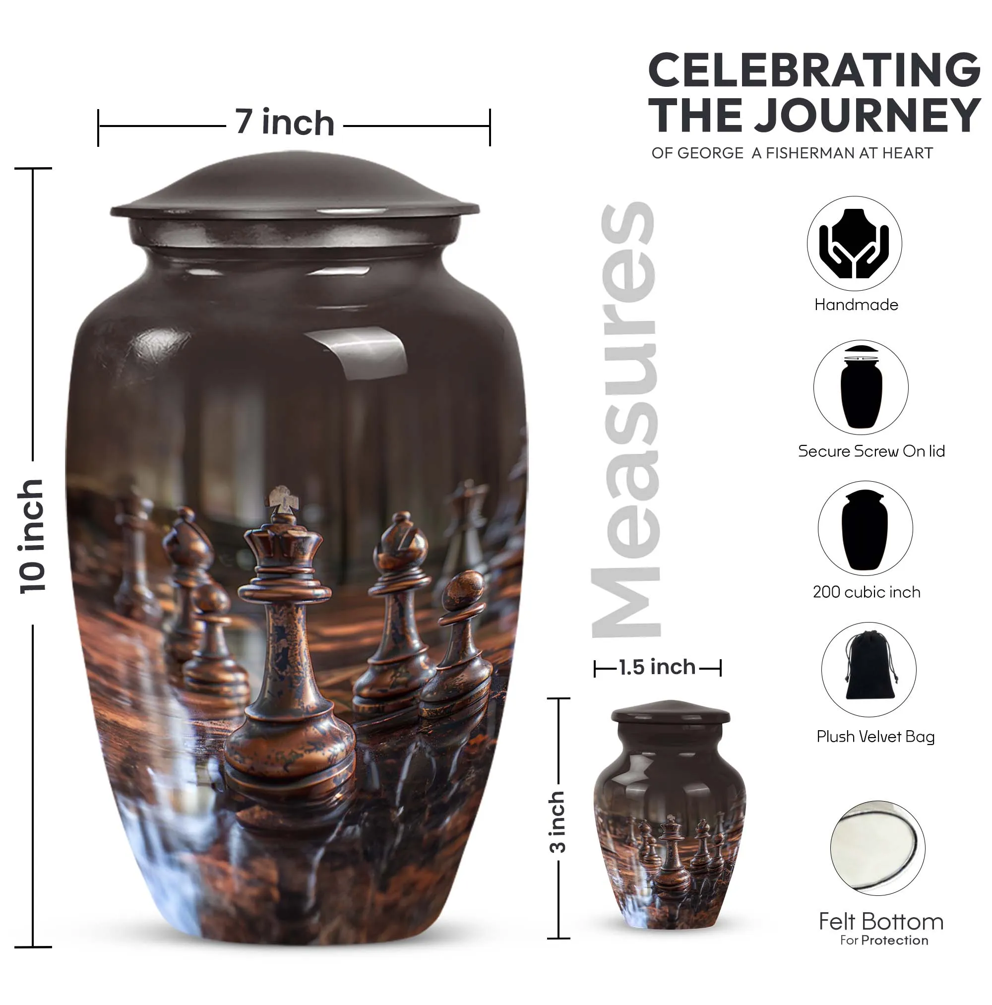 Eternal Checkmate Chess Urn - Distinguished Male Memorial Legacy