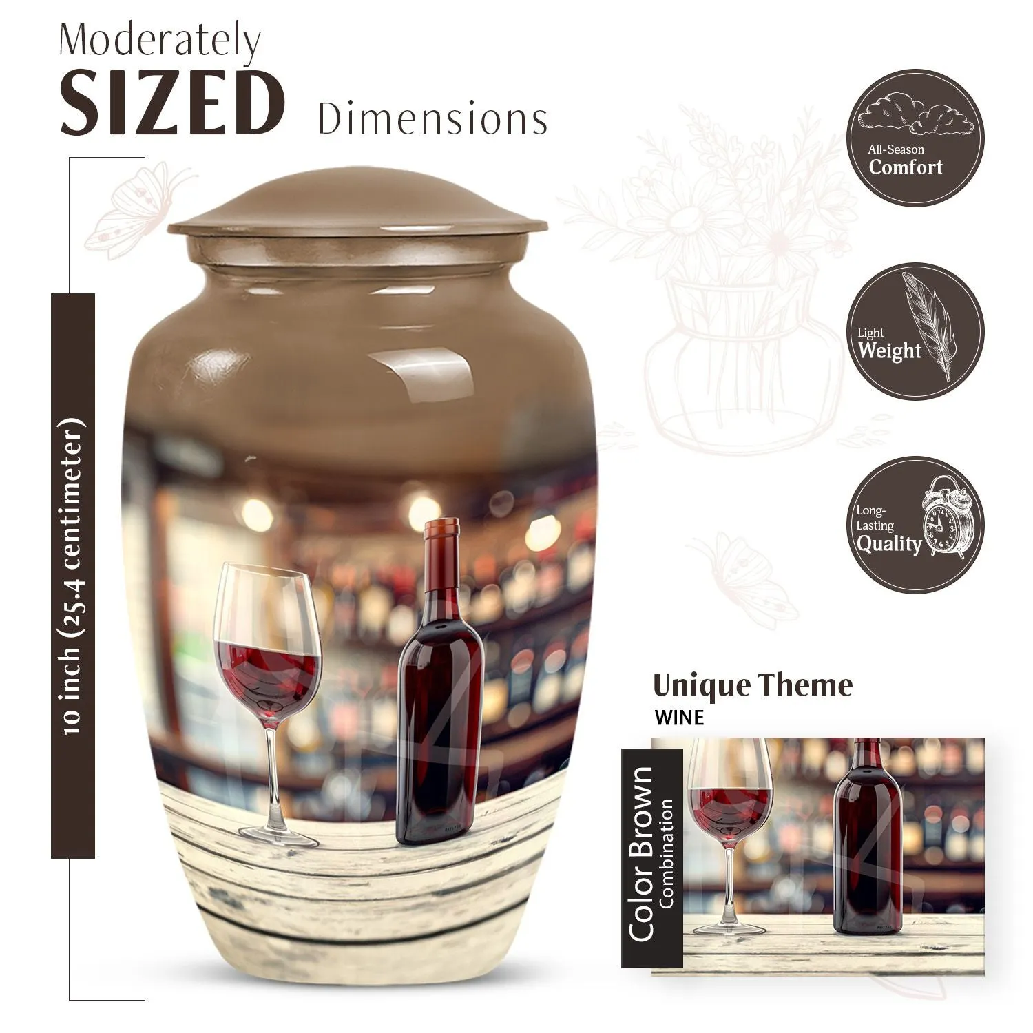 Eternal Rest Wine Urn – Medium Size Cremation Asset for Memorial