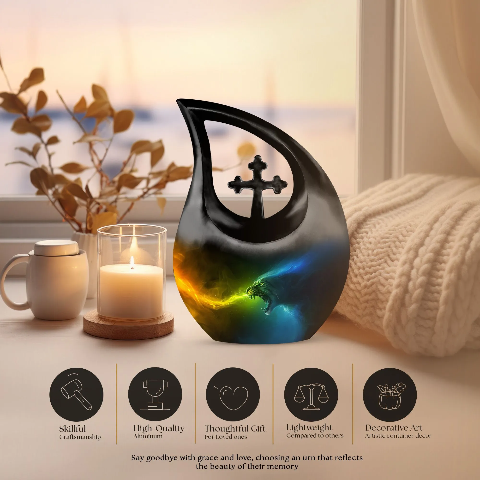 Fire Ice Personalized Memorial Cremation Urn For Ashes