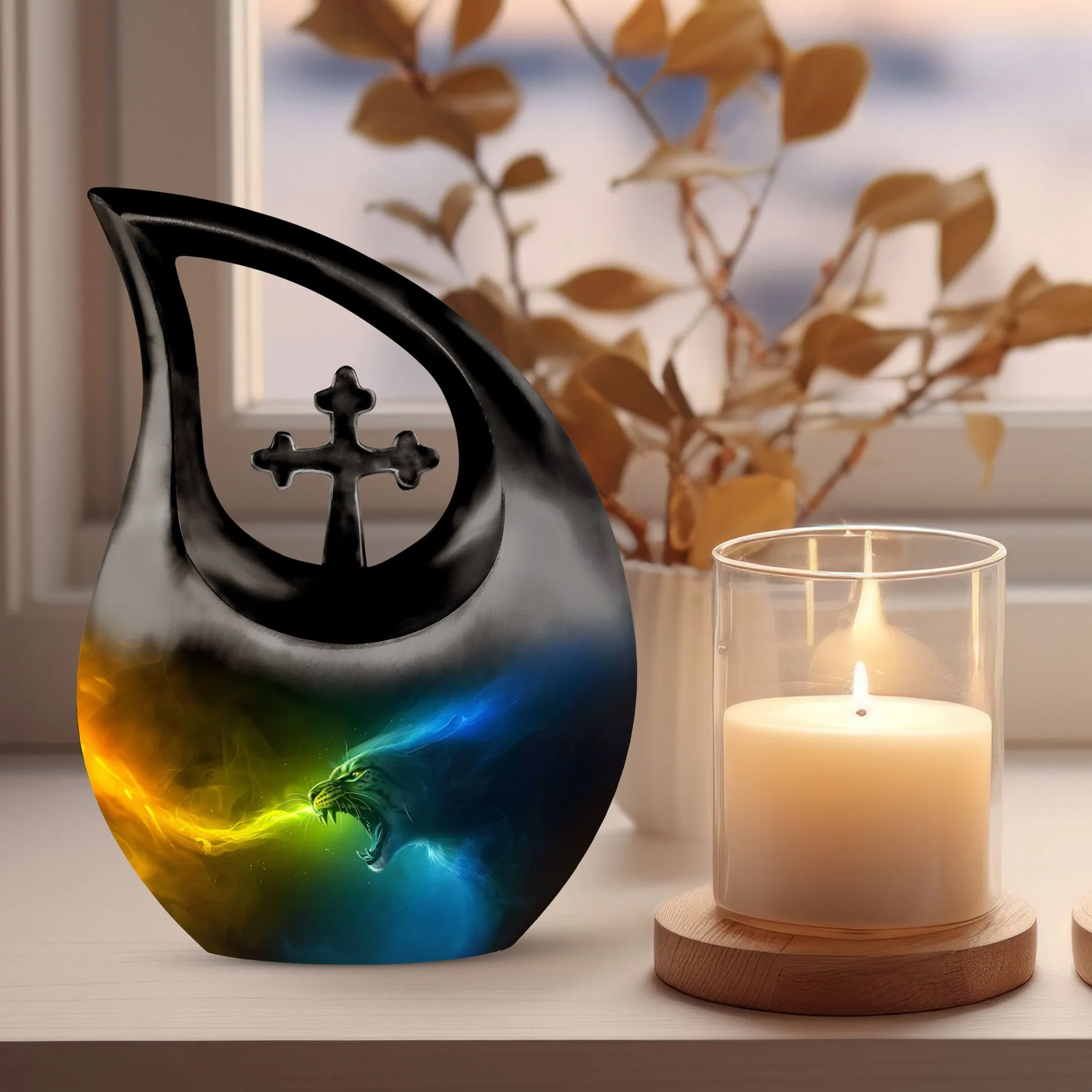 Fire Ice Personalized Memorial Cremation Urn For Ashes