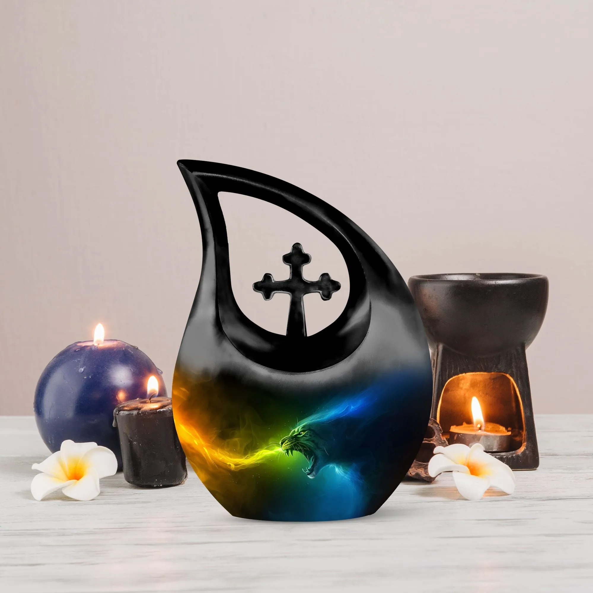 Fire Ice Personalized Memorial Cremation Urn For Ashes
