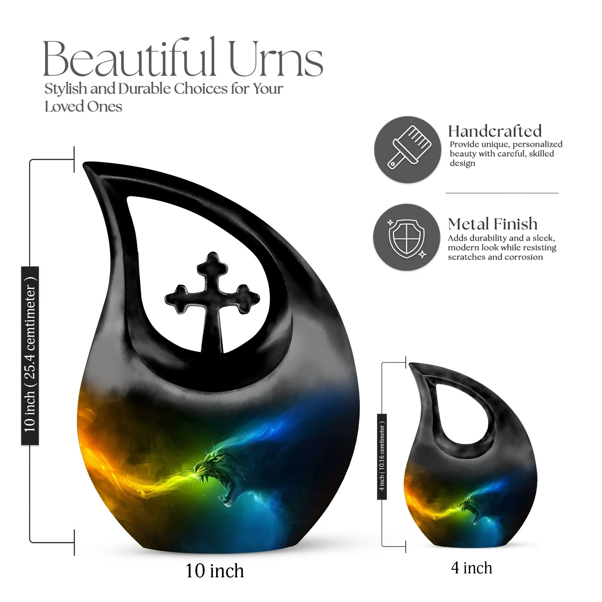 Fire Ice Personalized Memorial Cremation Urn For Ashes