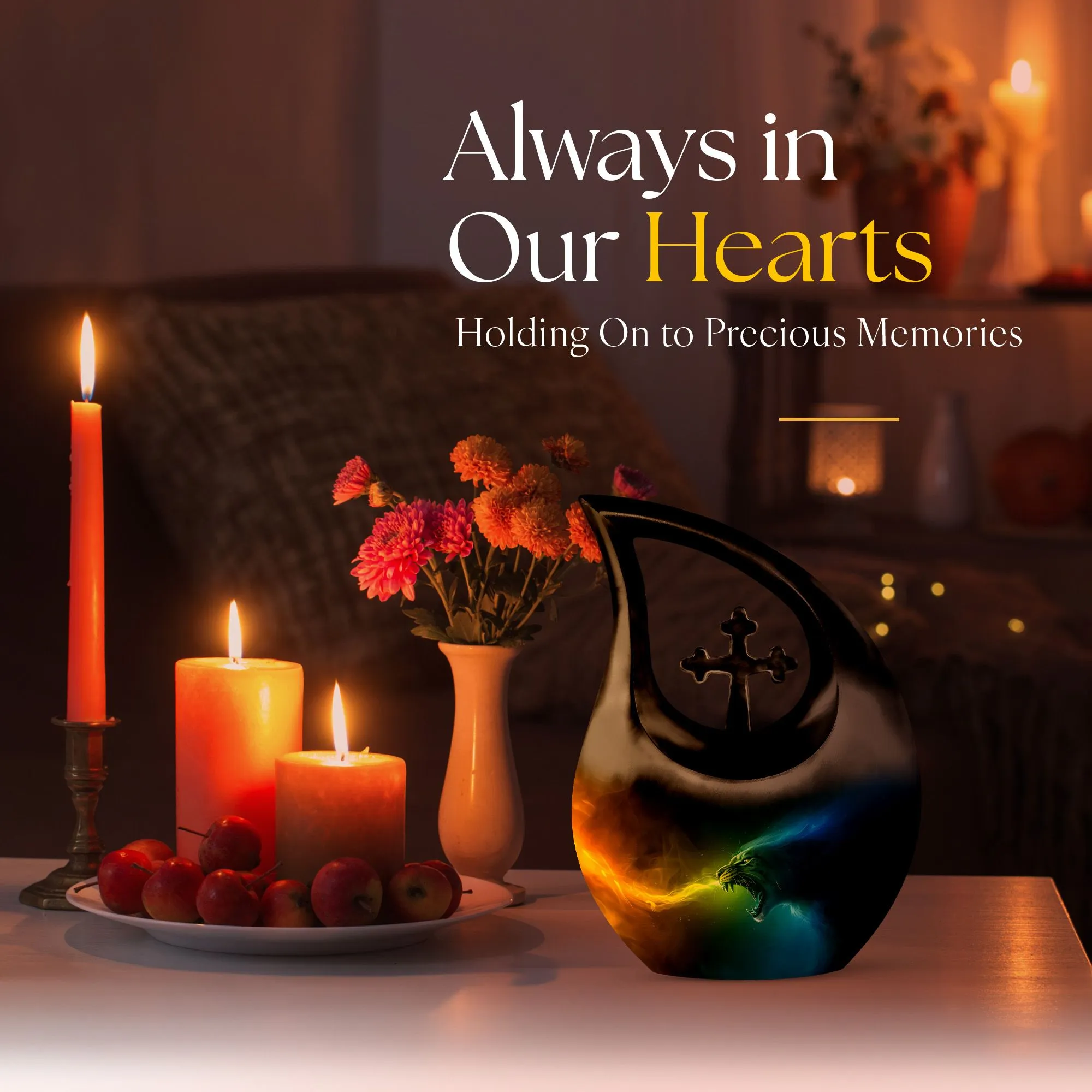 Fire Ice Personalized Memorial Cremation Urn For Ashes
