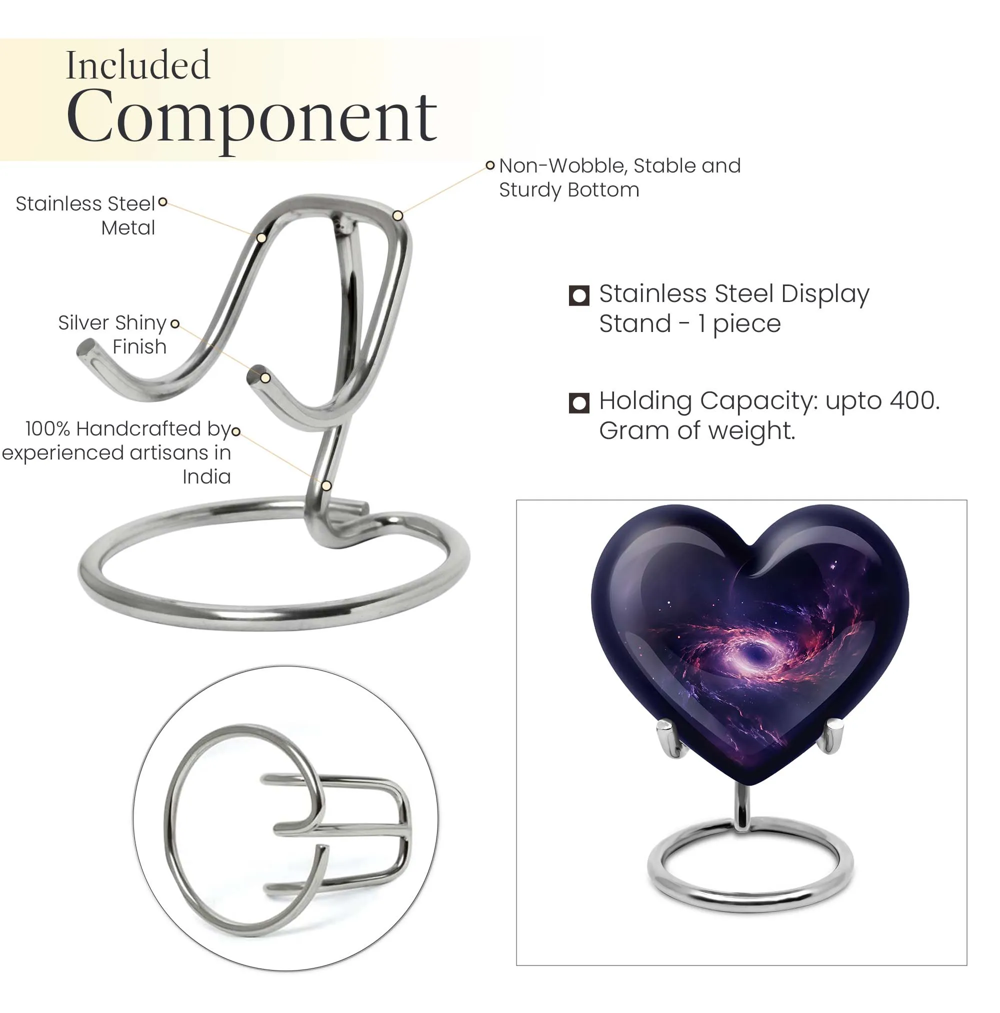 Galaxy Cremation Urn - Heart Design for Human Ashes