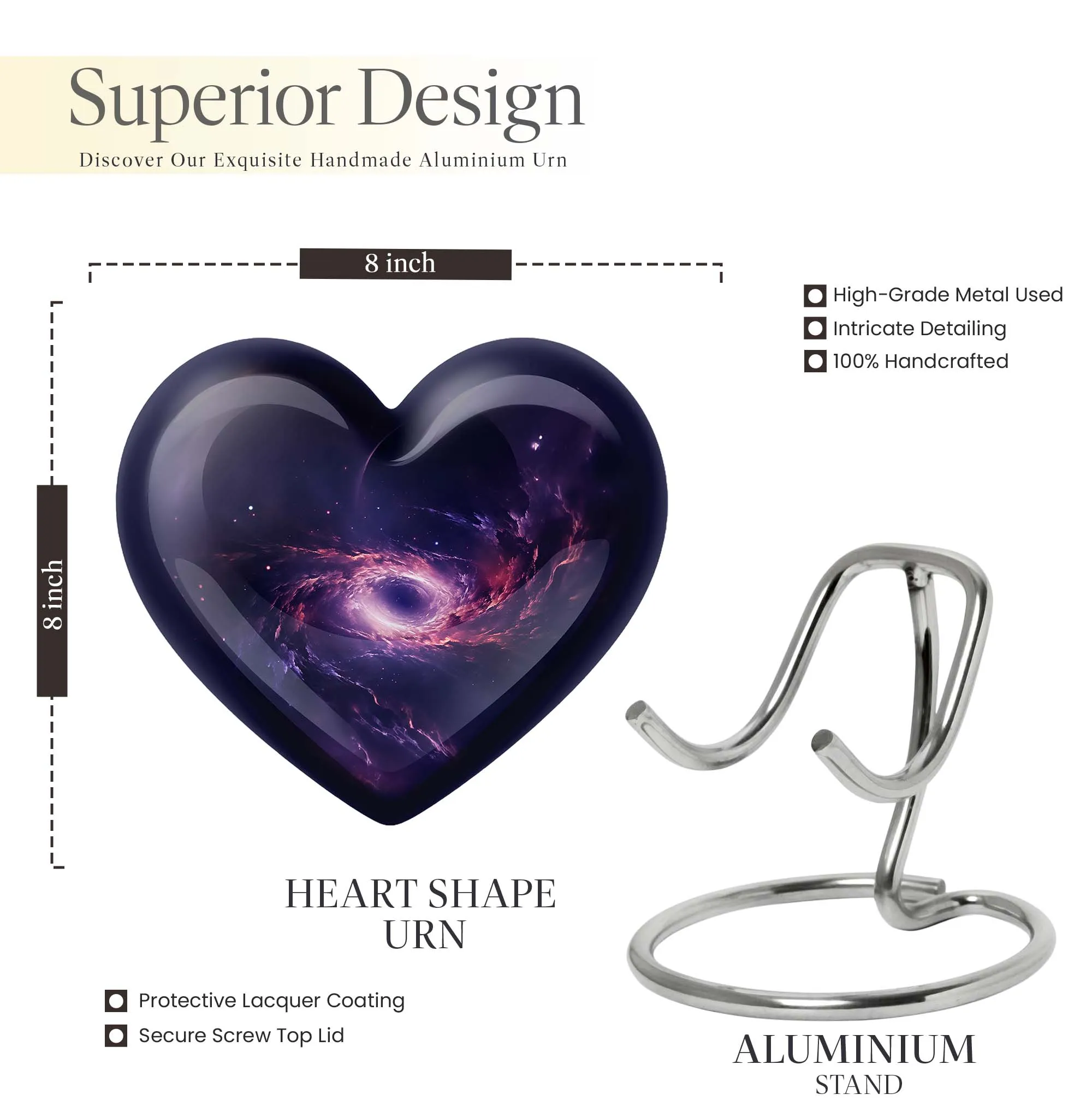 Galaxy Cremation Urn - Heart Design for Human Ashes