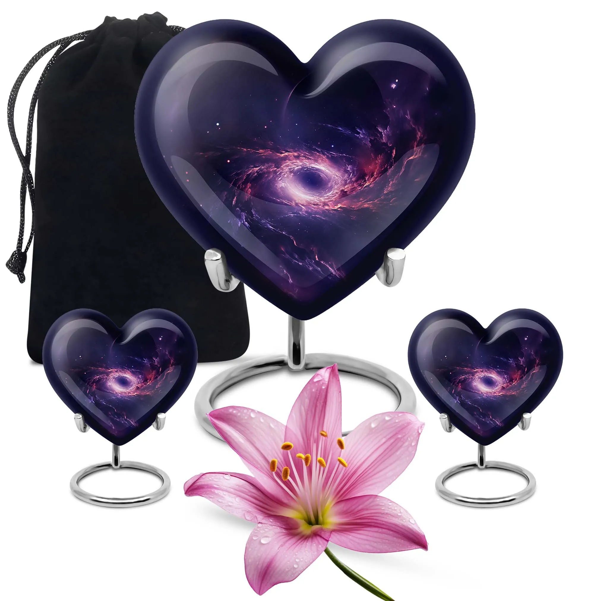 Galaxy Cremation Urn - Heart Design for Human Ashes