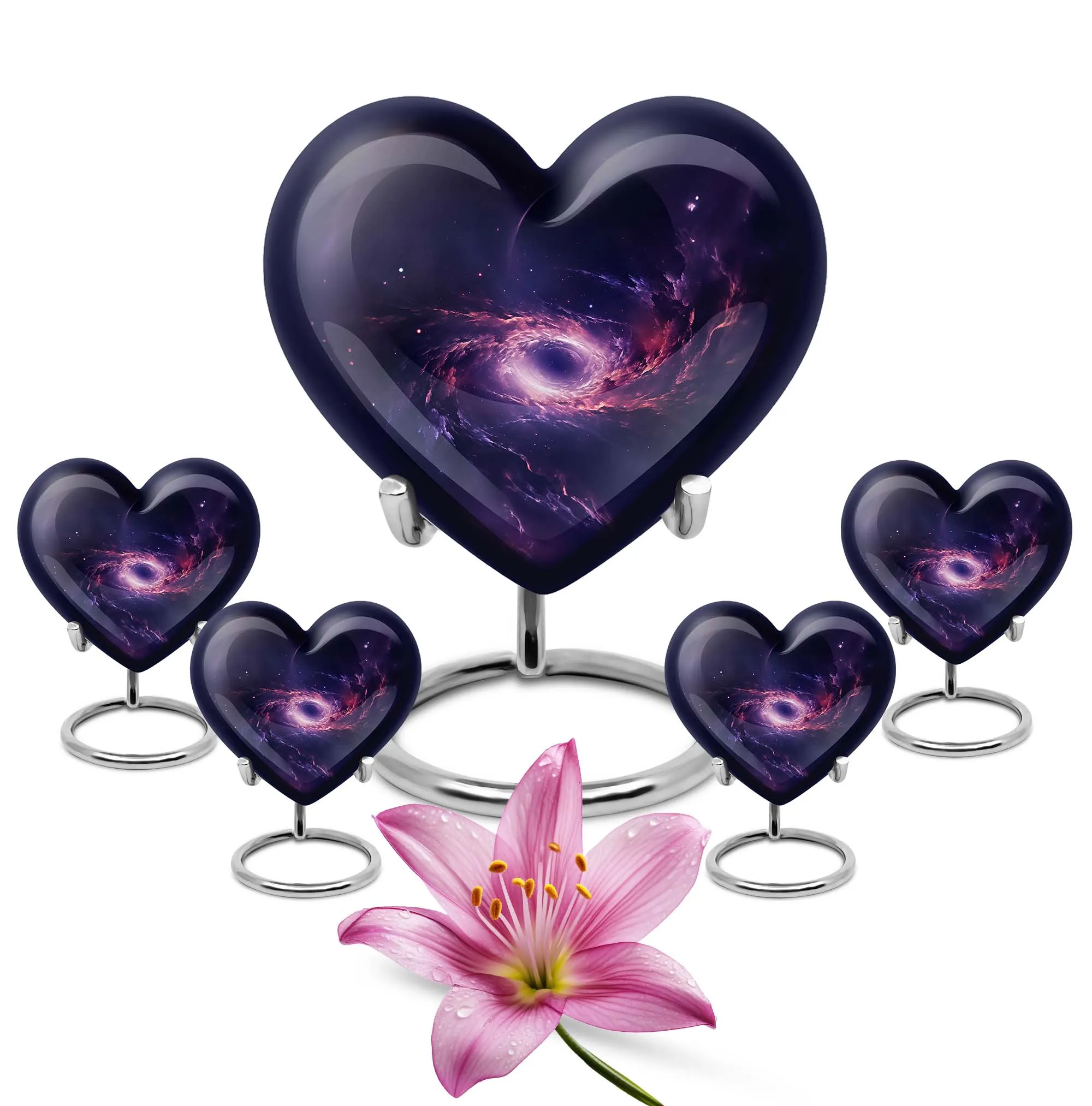 Galaxy Cremation Urn - Heart Design for Human Ashes