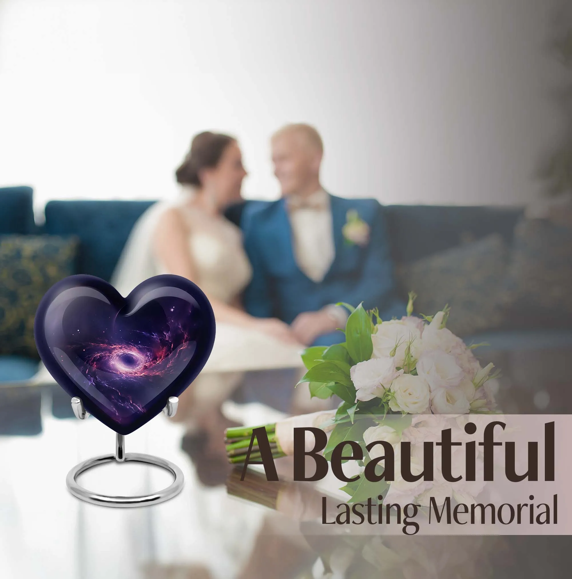 Galaxy Cremation Urn - Heart Design for Human Ashes