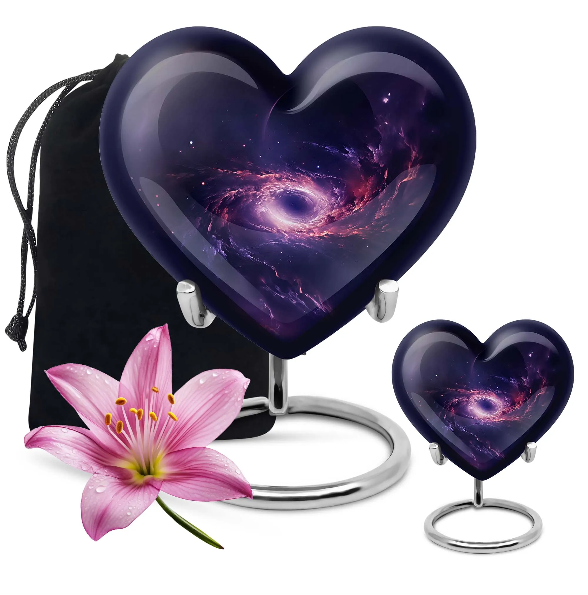 Galaxy Cremation Urn - Heart Design for Human Ashes