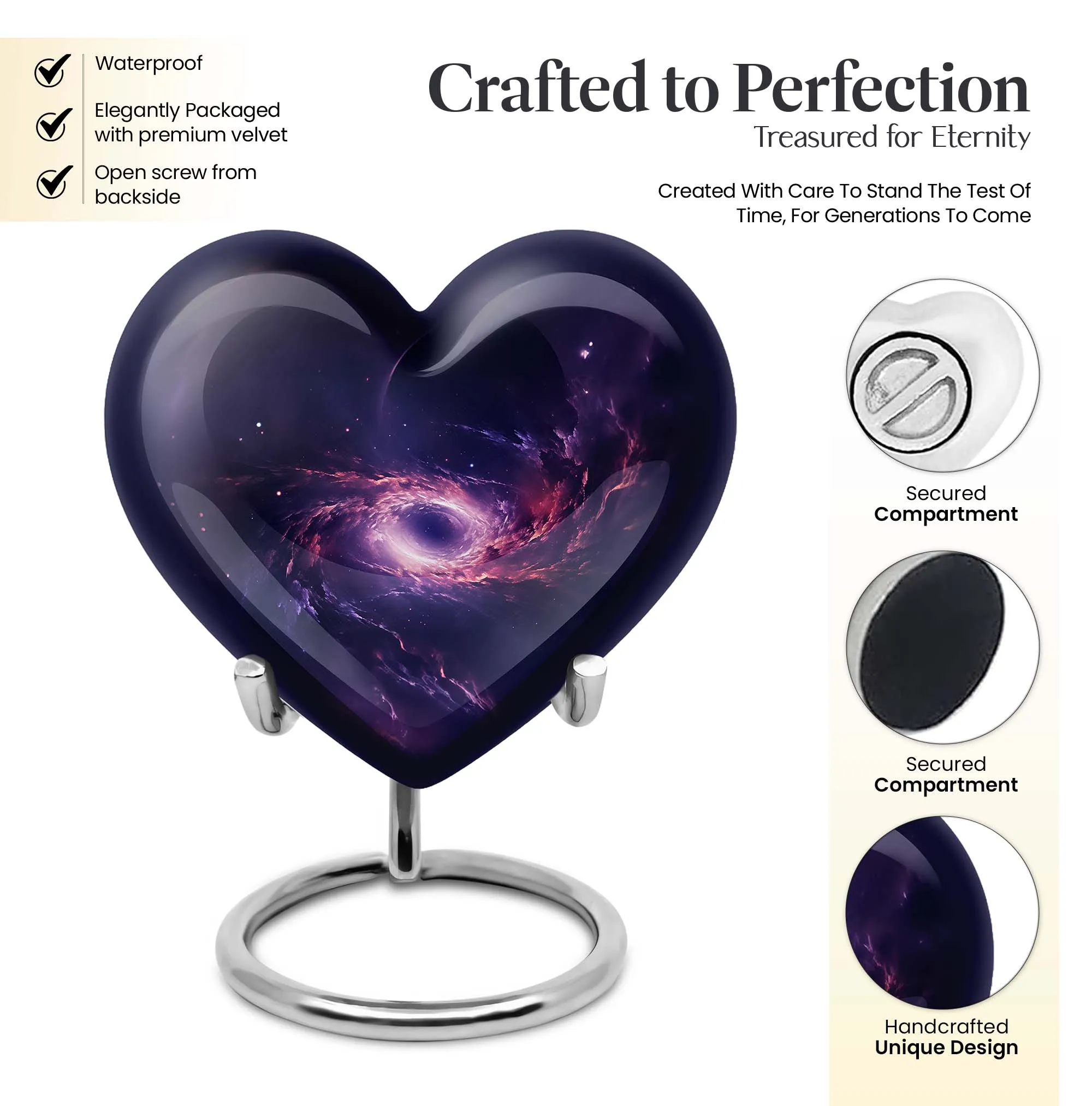 Galaxy Cremation Urn - Heart Design for Human Ashes