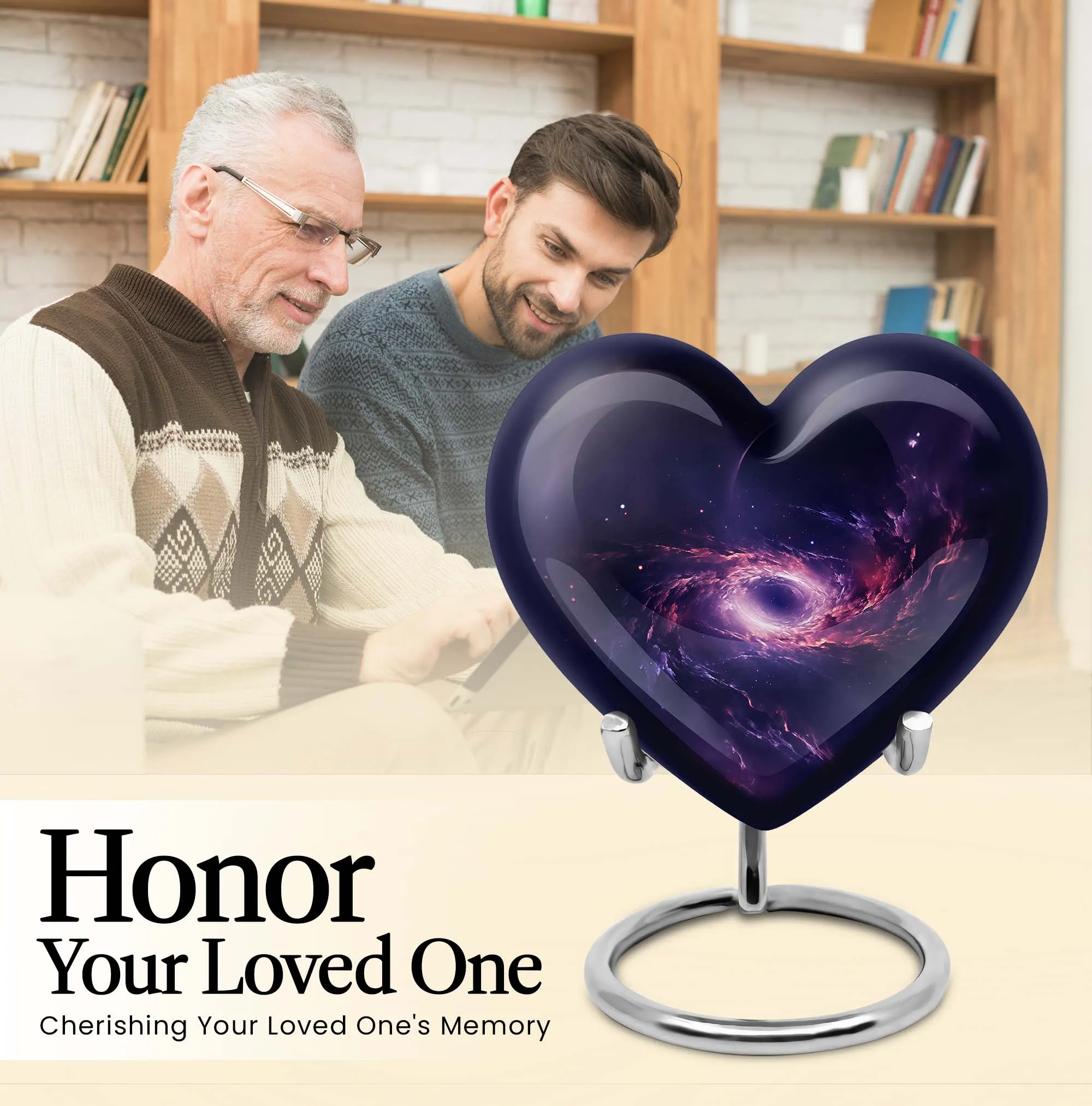 Galaxy Cremation Urn - Heart Design for Human Ashes