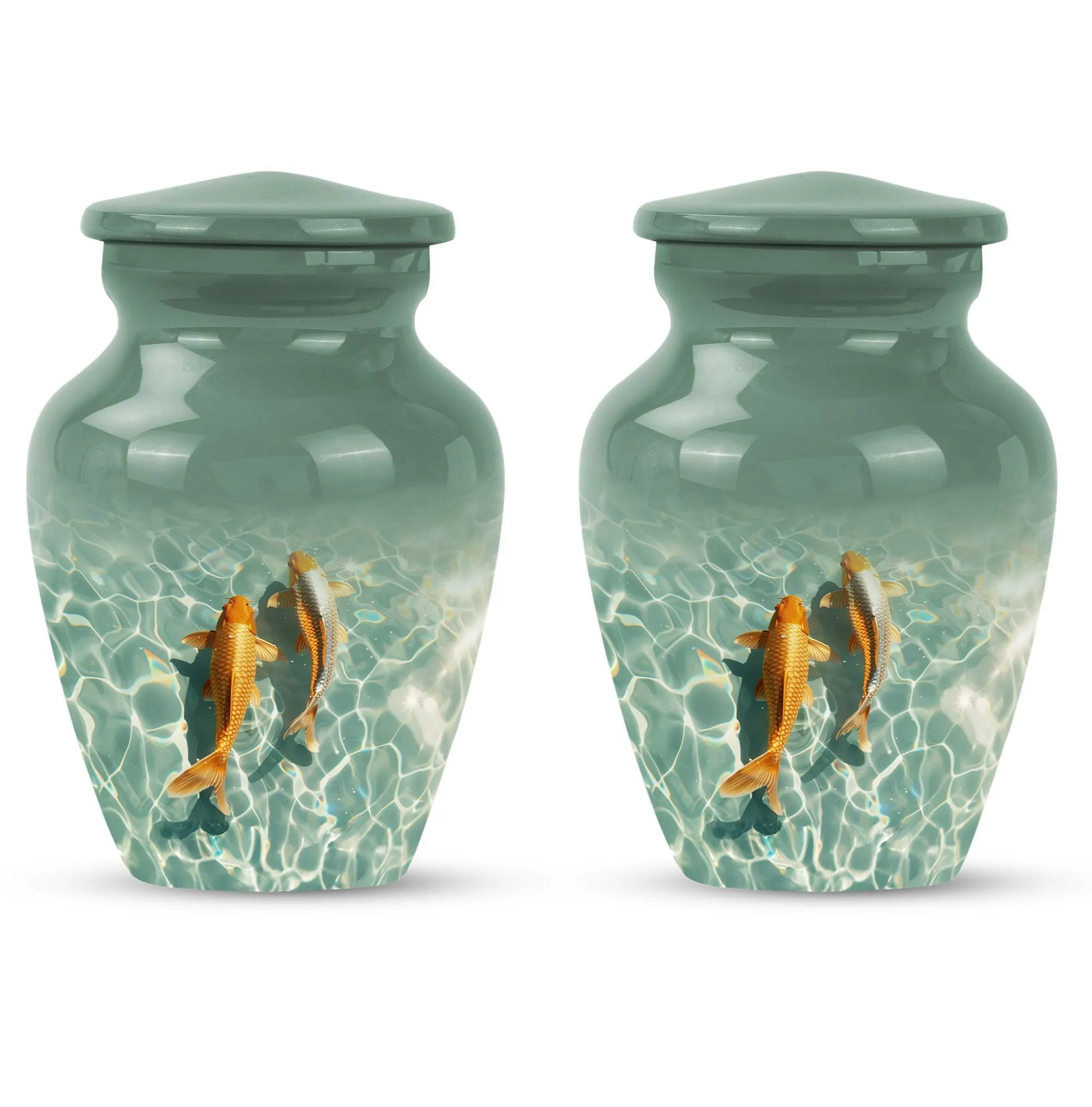 Glistening Gold Fish Memorial Remembrance Cremation Urn For Ashes