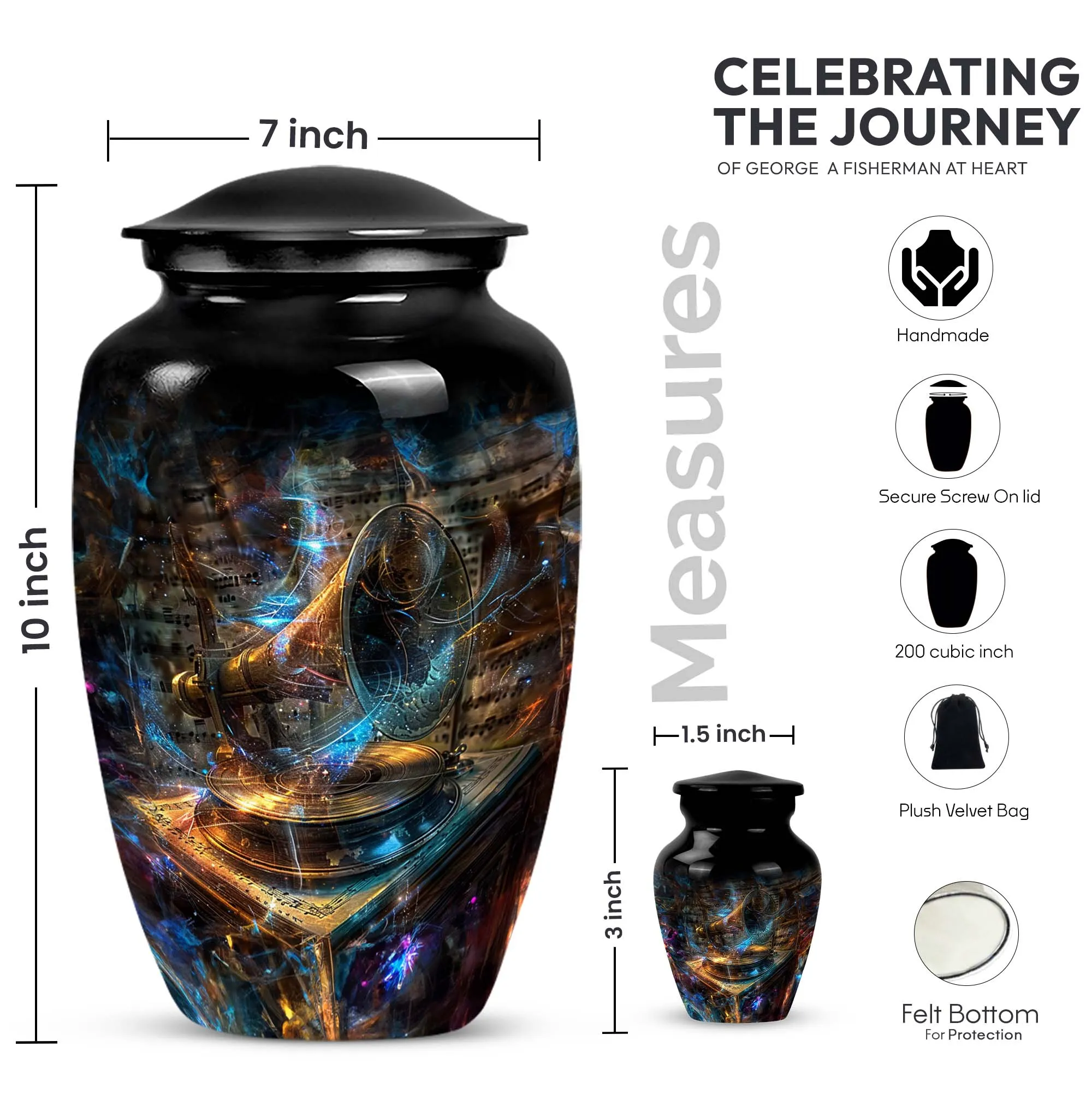 Gramophone Legacy - Tailored Personalized Memorial Cremation Urn