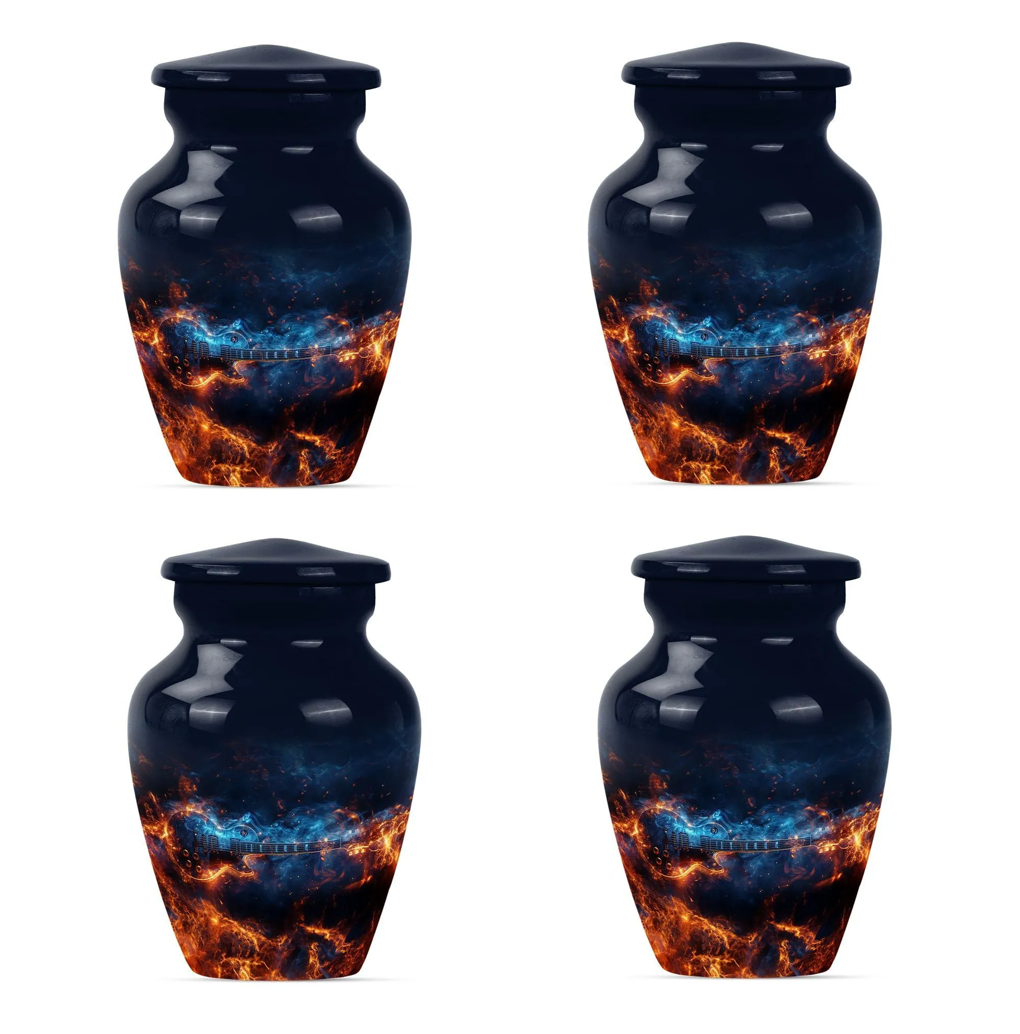 Guitar Urn and Memorial Keepsake with Abstract Design