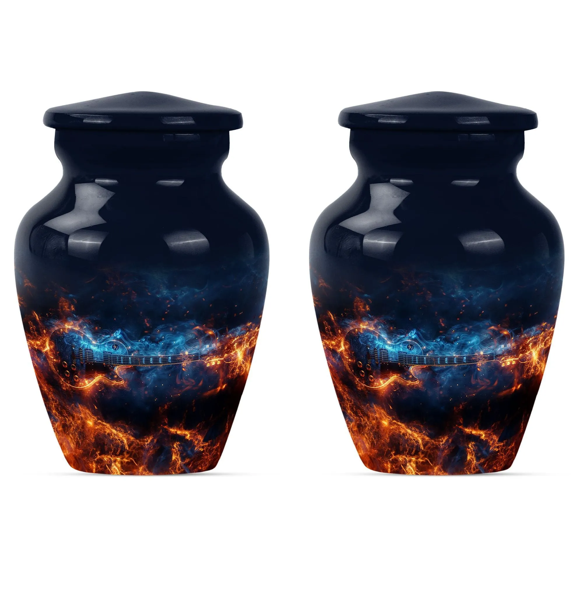 Guitar Urn and Memorial Keepsake with Abstract Design