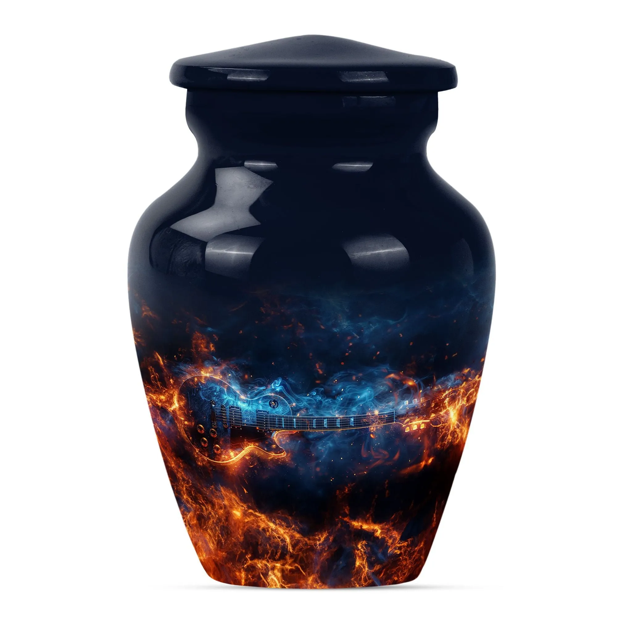 Guitar Urn and Memorial Keepsake with Abstract Design
