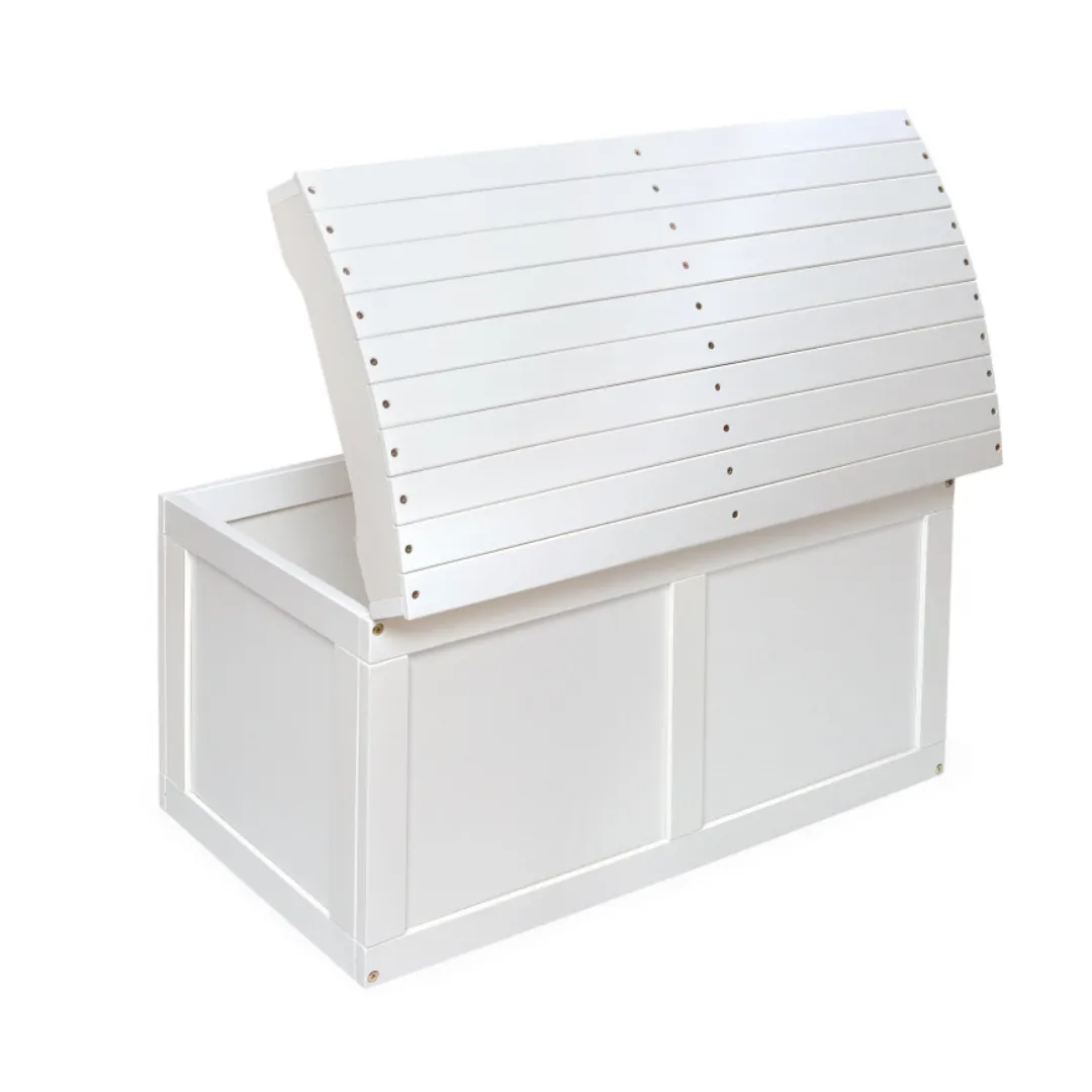Hardwood Barrel Top Toy Chest - White