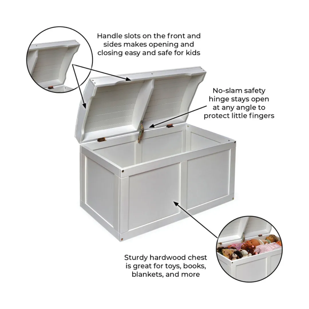 Hardwood Barrel Top Toy Chest - White