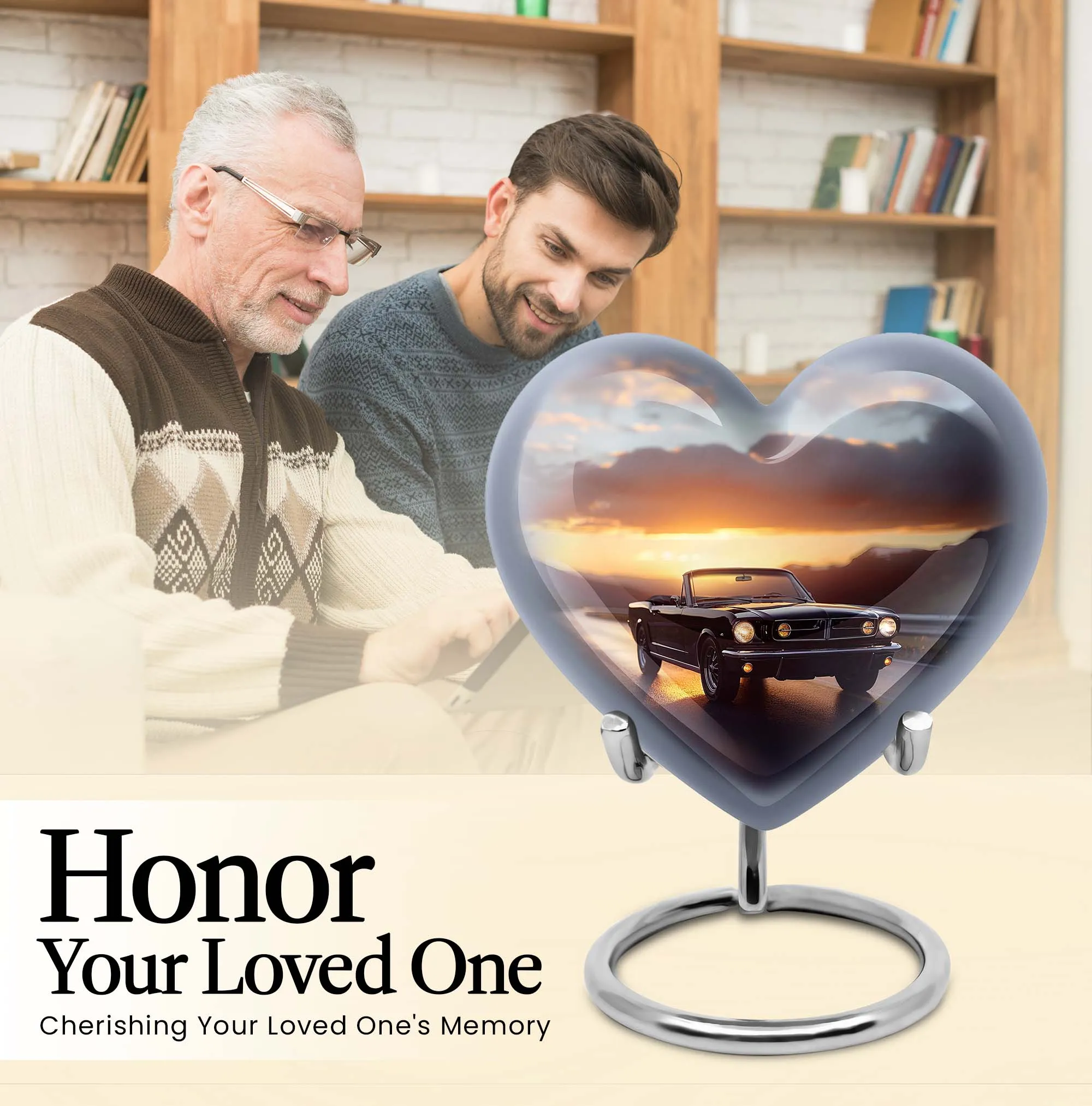 Heart Embrace Butterfly Car Urn: Medium-sized Memorial Cremation Urn for Adult Ashes