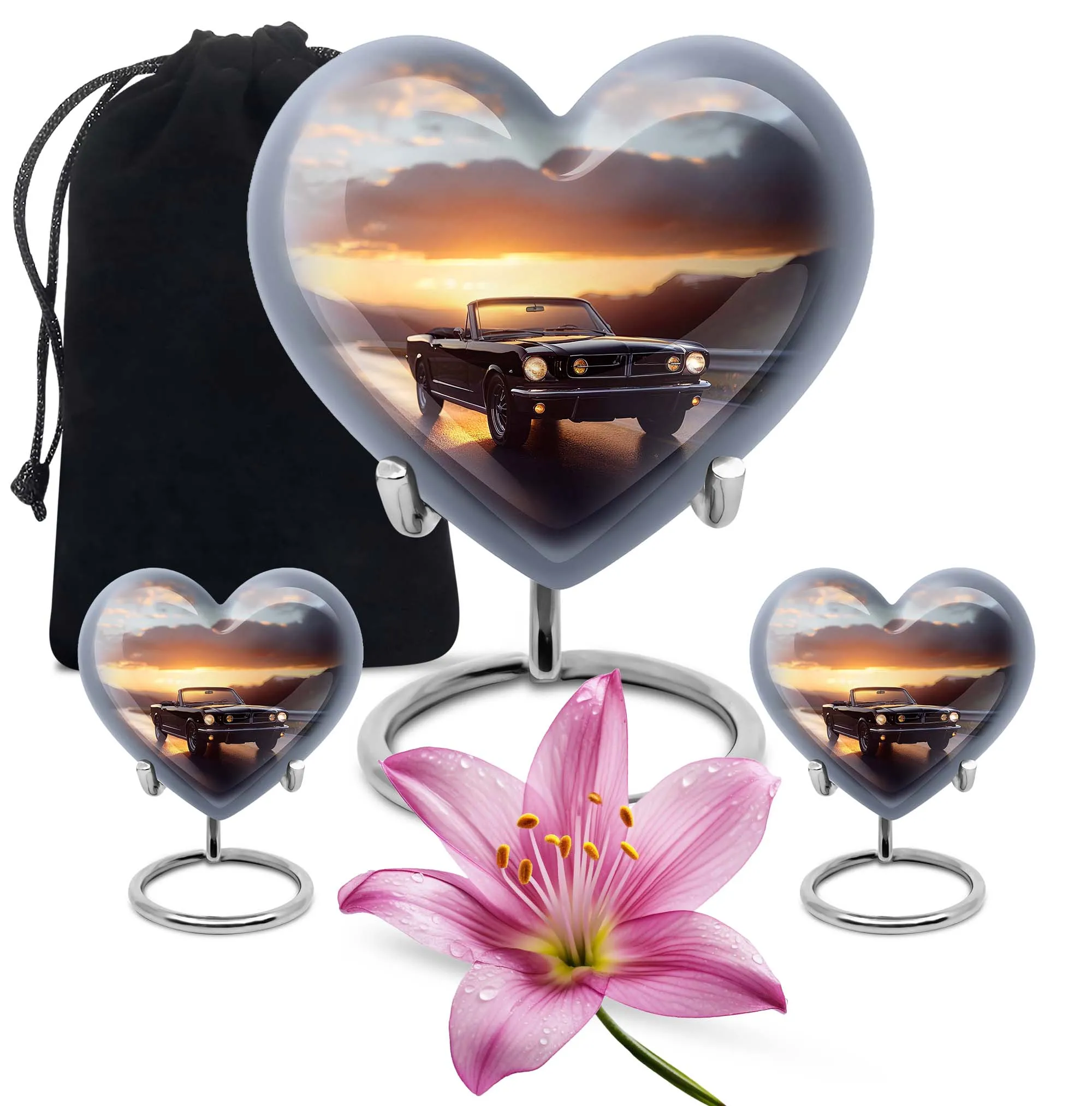 Heart Embrace Butterfly Car Urn: Medium-sized Memorial Cremation Urn for Adult Ashes