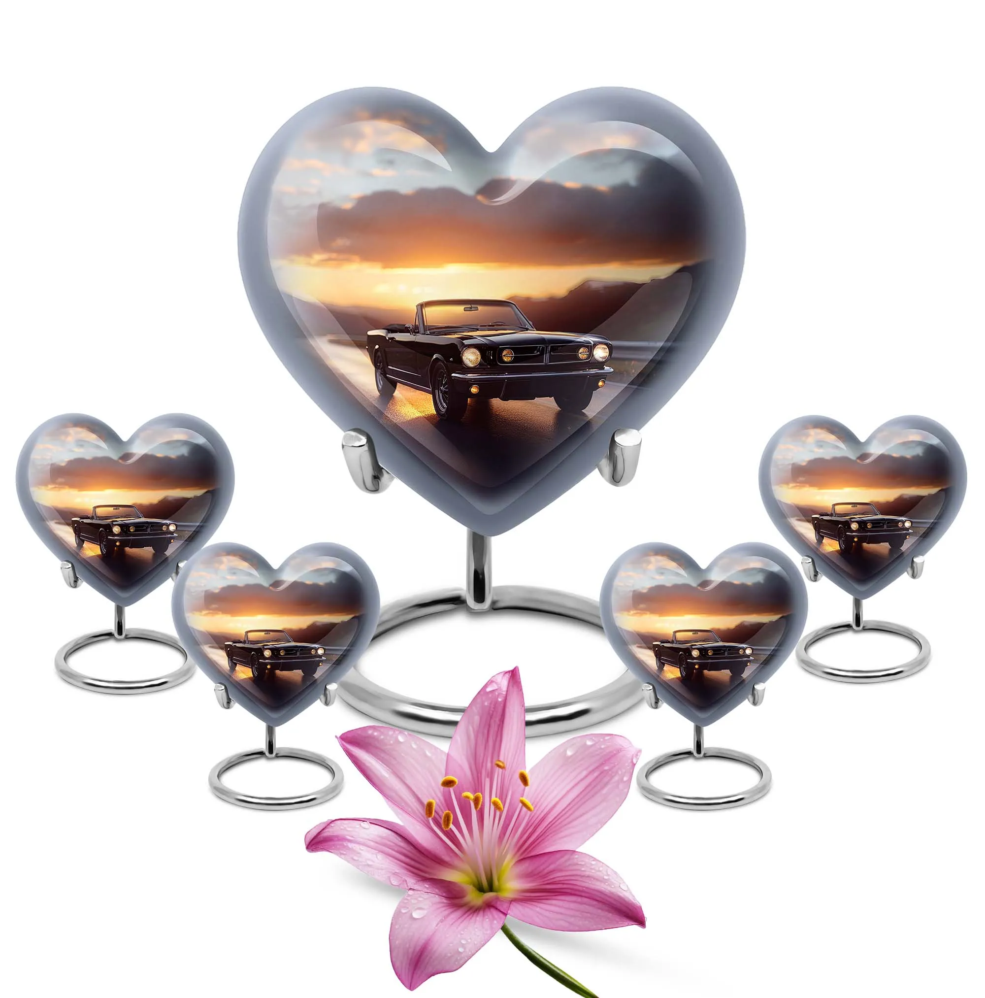 Heart Embrace Butterfly Car Urn: Medium-sized Memorial Cremation Urn for Adult Ashes