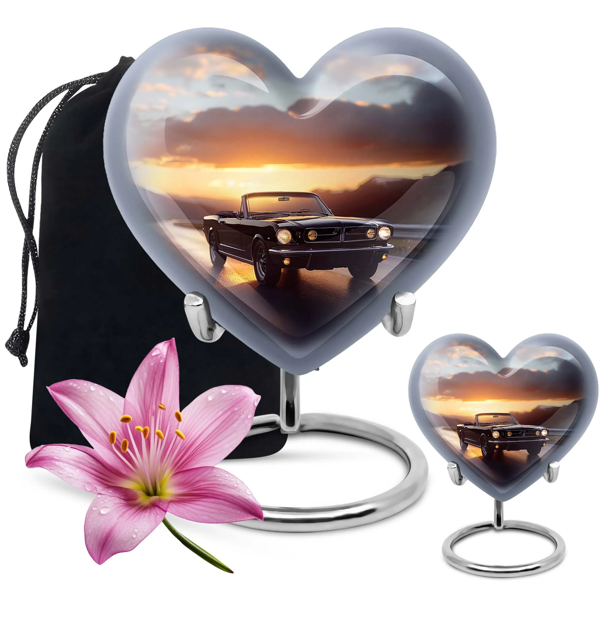 Heart Embrace Butterfly Car Urn: Medium-sized Memorial Cremation Urn for Adult Ashes