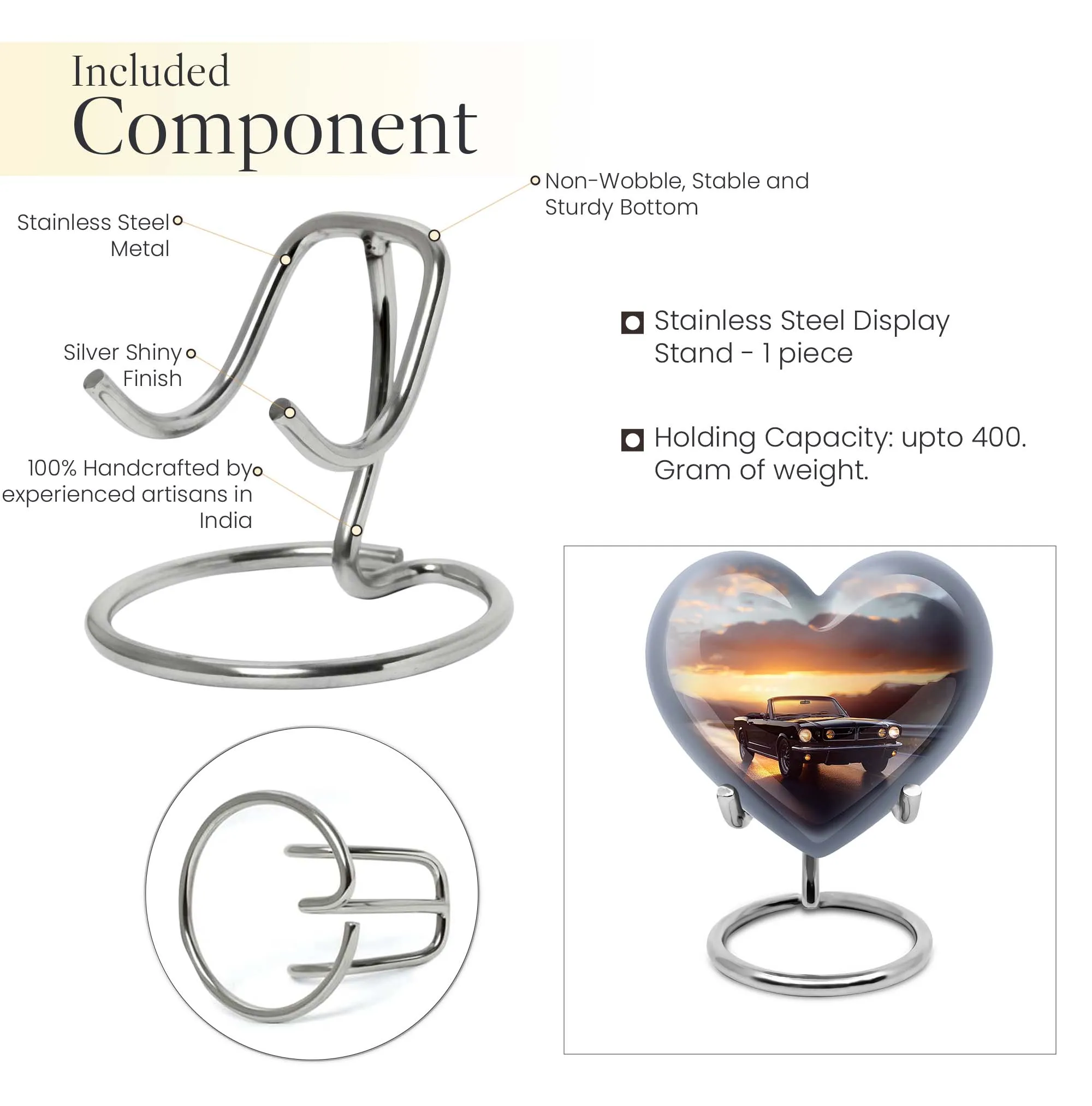 Heart Embrace Butterfly Car Urn: Medium-sized Memorial Cremation Urn for Adult Ashes