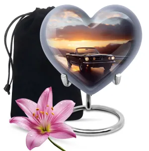 Heart Embrace Butterfly Car Urn: Medium-sized Memorial Cremation Urn for Adult Ashes