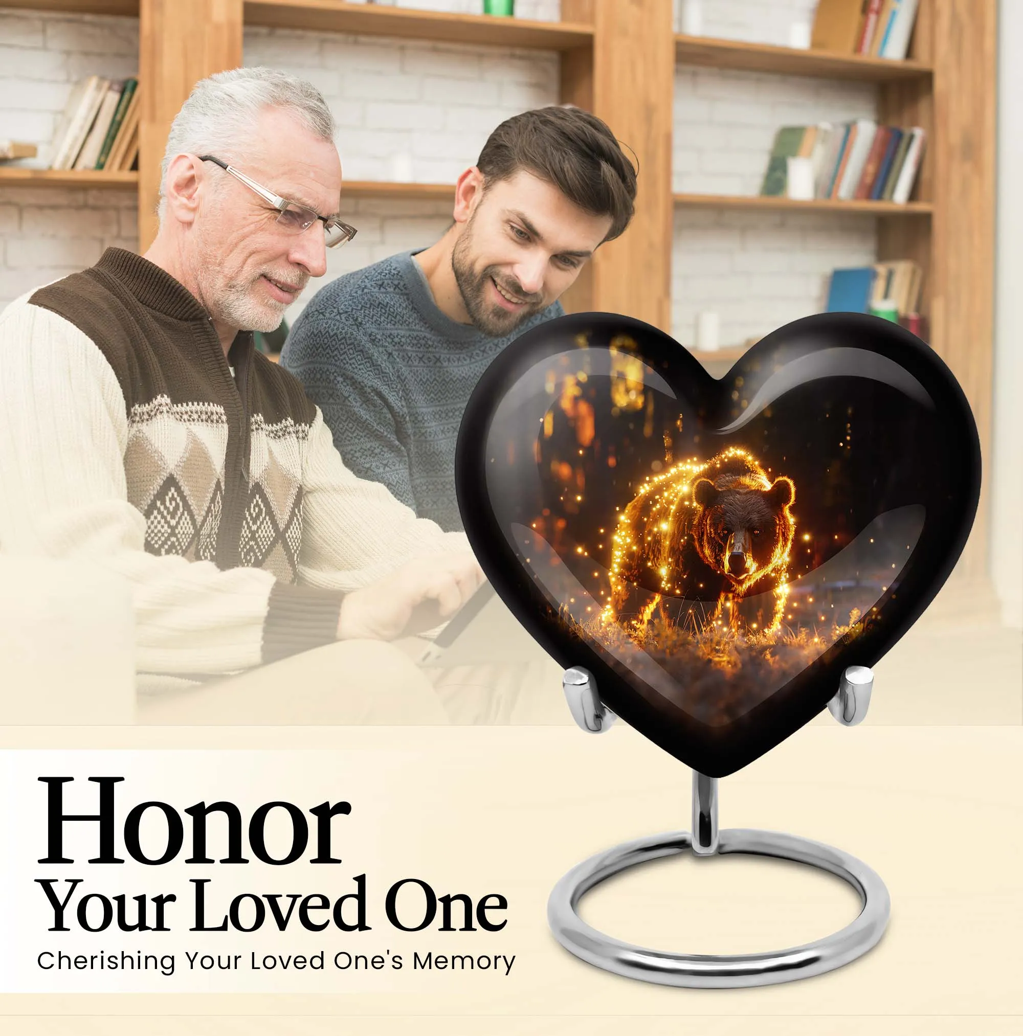 Heart Shape Bear Cremation Urn For Adult Human Ashes Remains