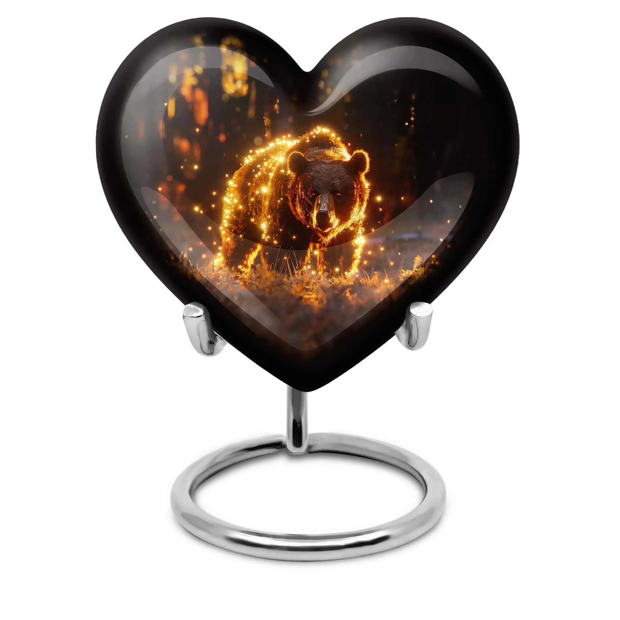 Heart Shape Bear Cremation Urn For Adult Human Ashes Remains