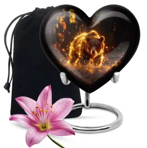 Heart Shape Bear Cremation Urn For Adult Human Ashes Remains