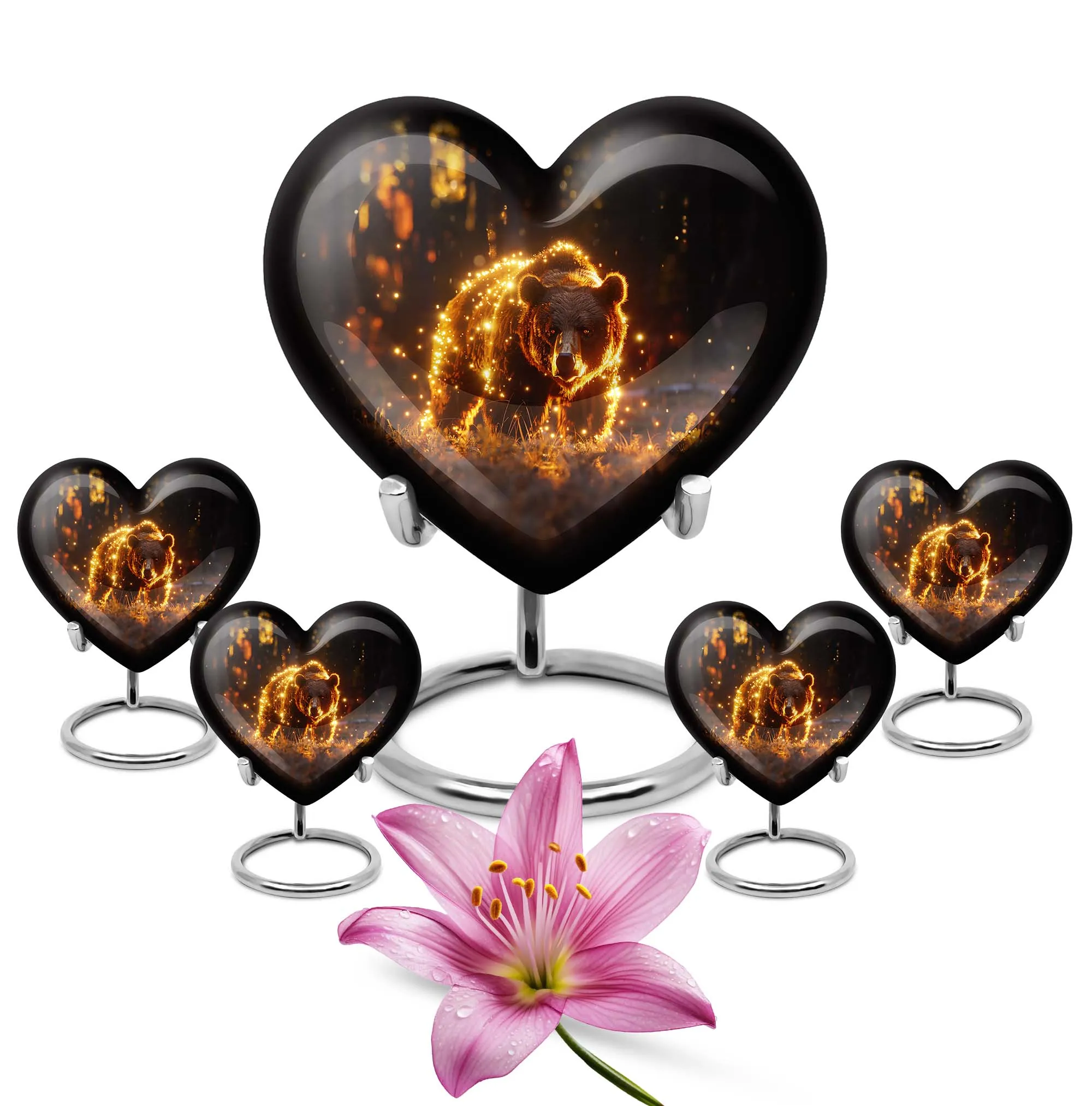 Heart Shape Bear Cremation Urn For Adult Human Ashes Remains