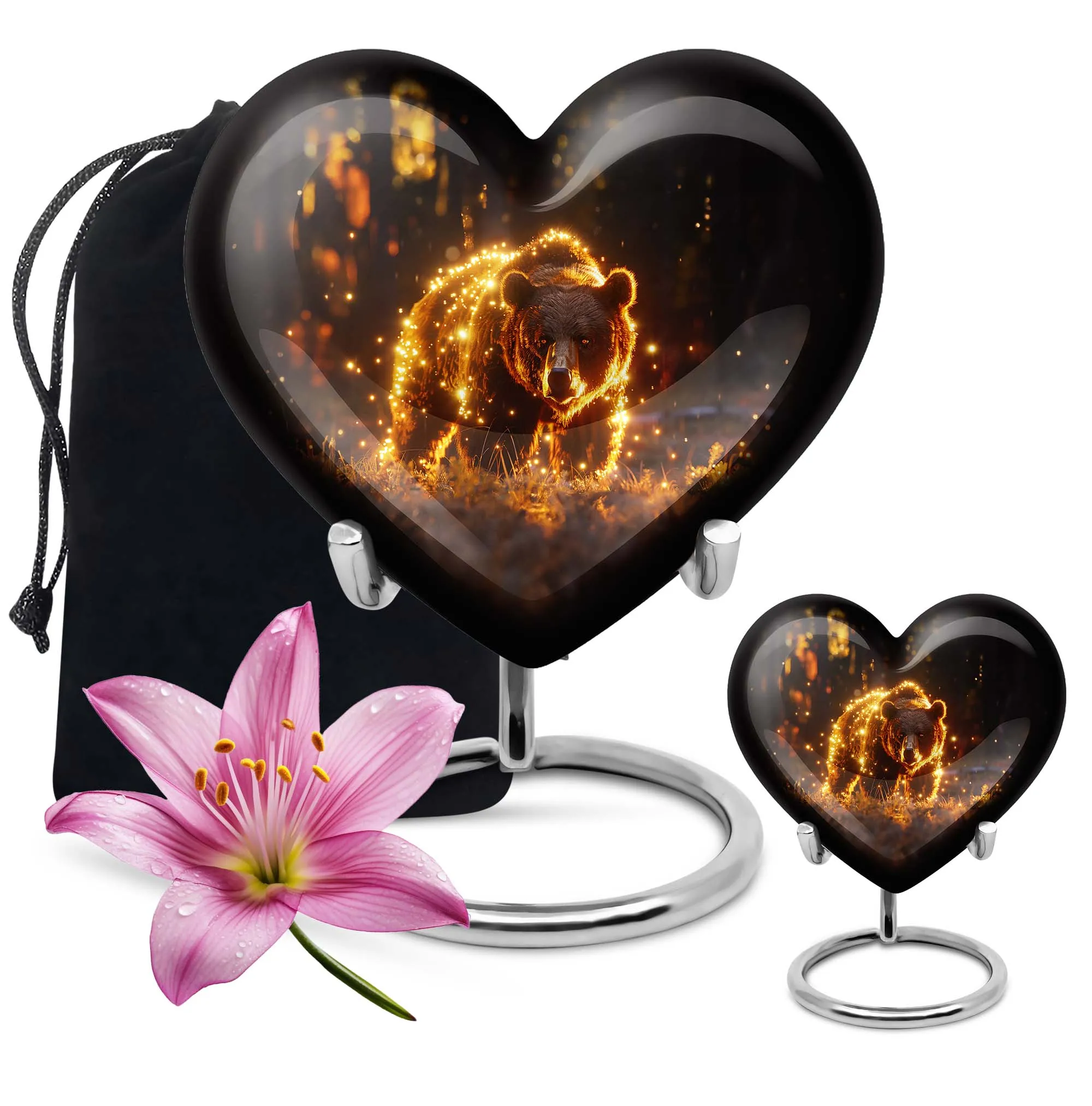 Heart Shape Bear Cremation Urn For Adult Human Ashes Remains