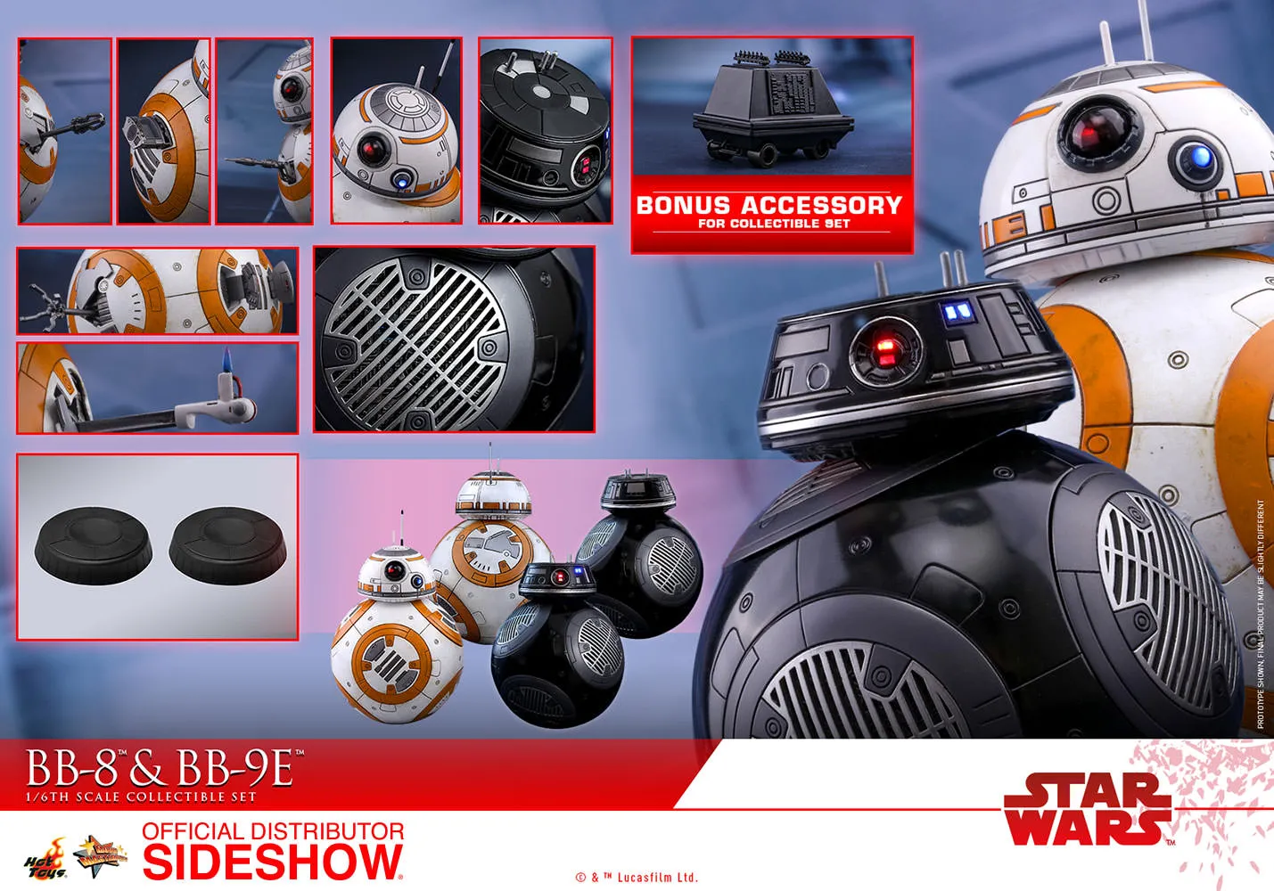 Hot Toys 1/6 BB-8 & BB-9E Star Wars Episode VIII The Last Jedi MMS442 Sixth Scale Figures