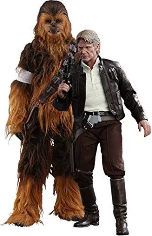Hot Toys 1/6 Star Wars The Force Awakens Han Solo And Chewbacca 2 Pack Sixth Scale MMS376
