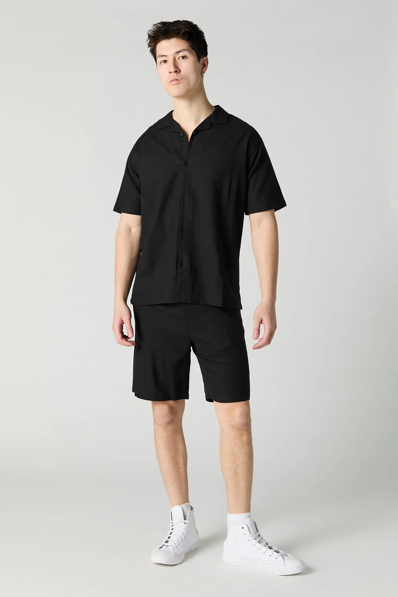 Linen-Blend Drawstring Short