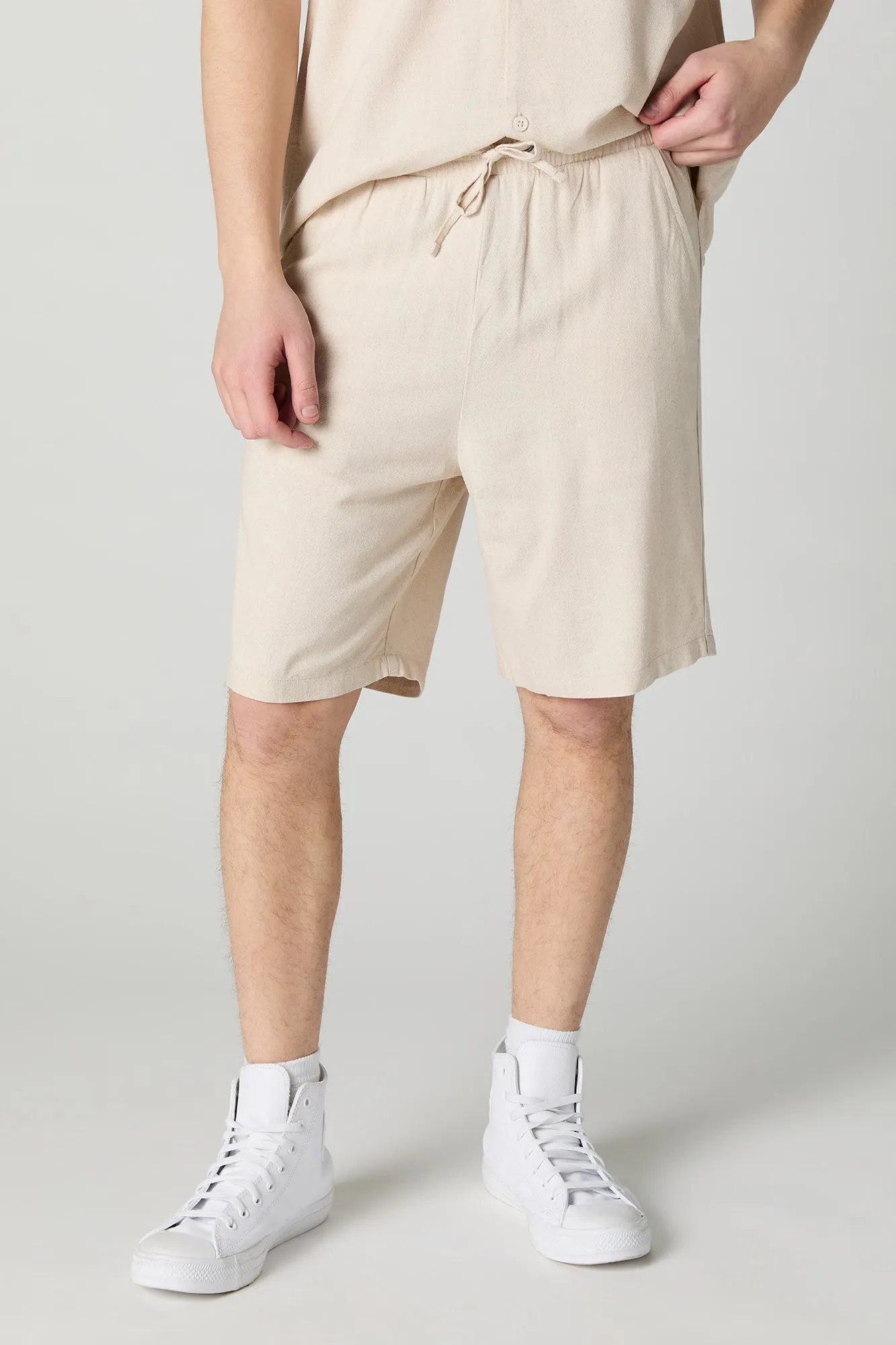 Linen-Blend Drawstring Short