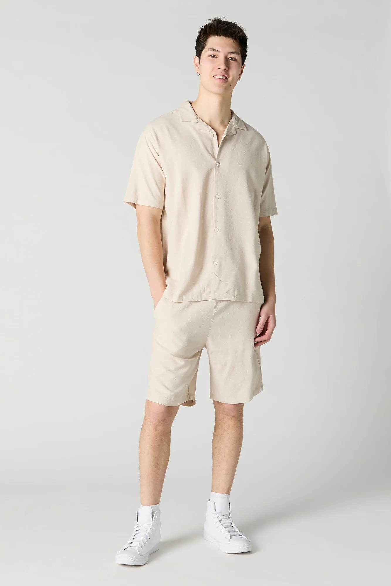 Linen-Blend Drawstring Short