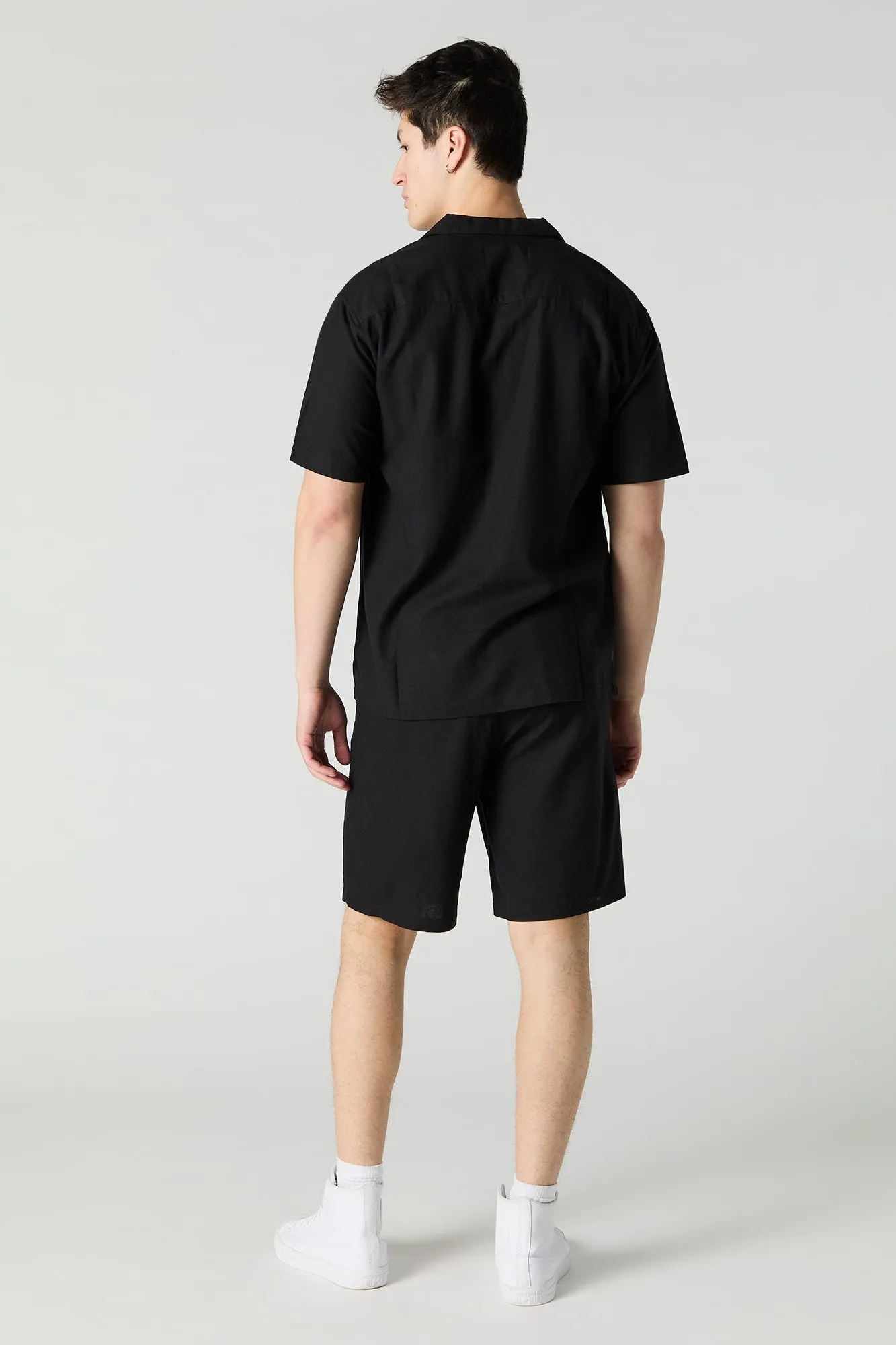 Linen-Blend Drawstring Short