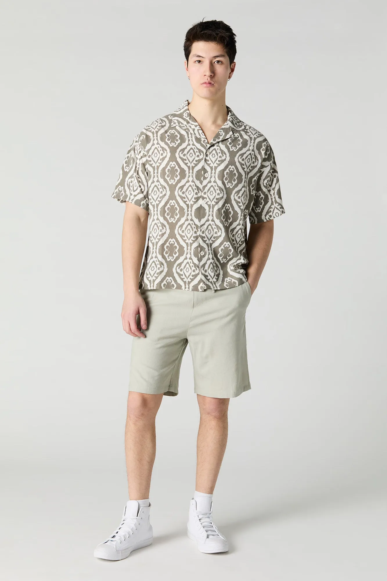 Linen-Blend Drawstring Short