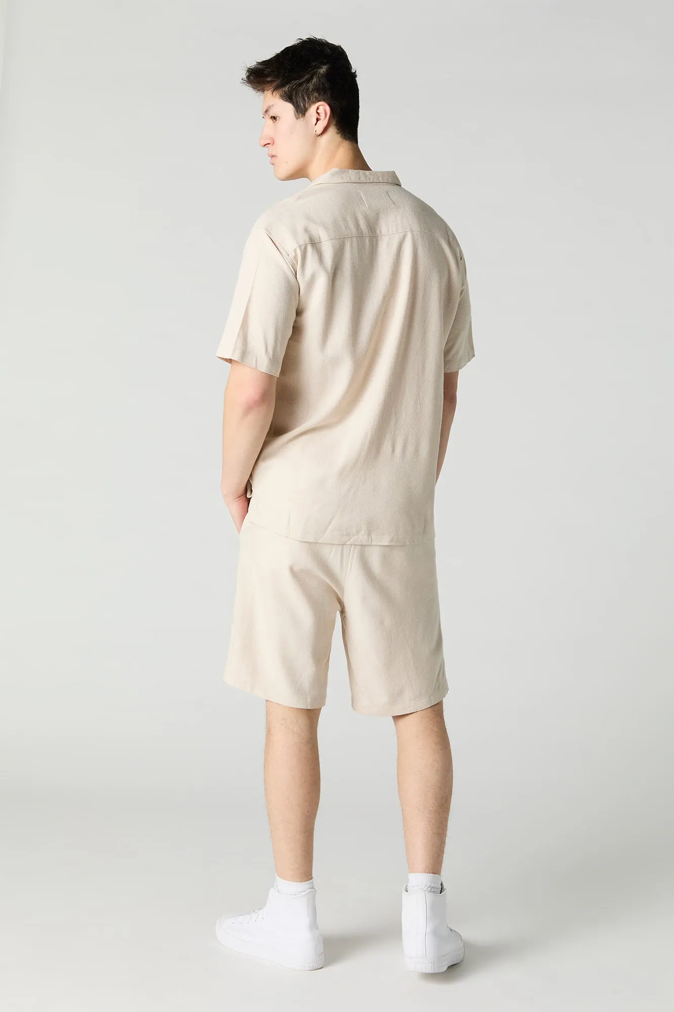 Linen-Blend Drawstring Short