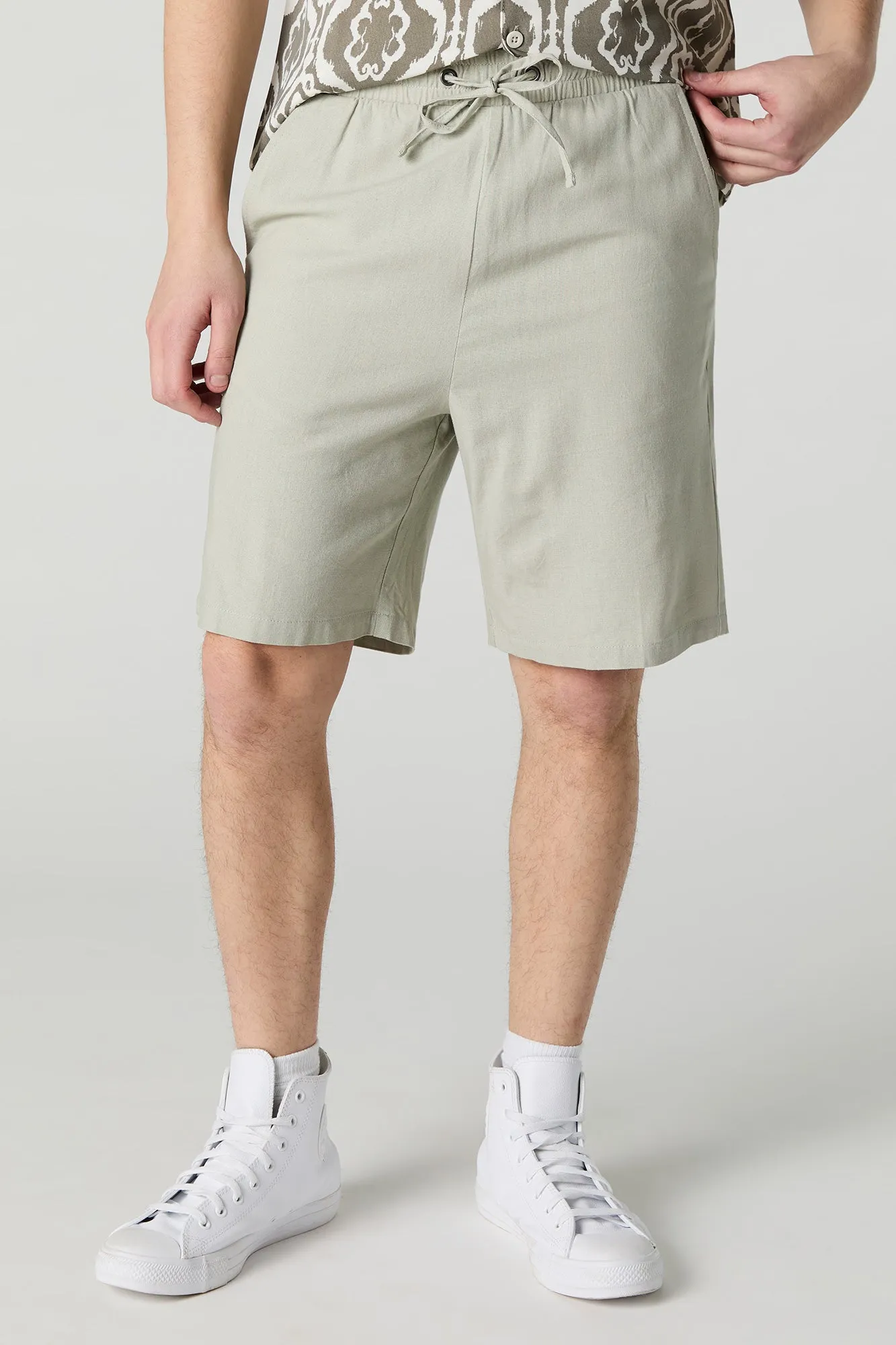 Linen-Blend Drawstring Short