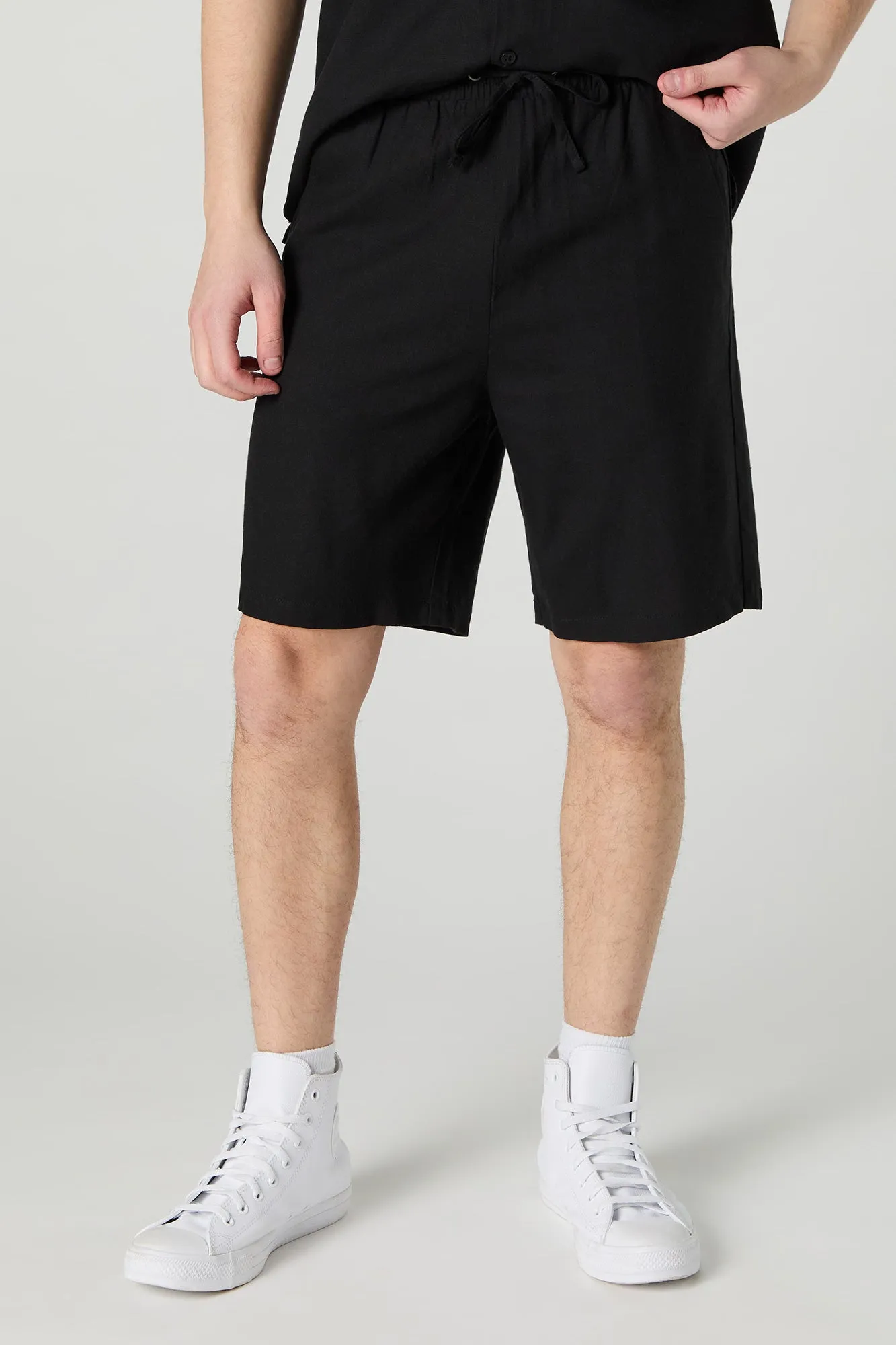 Linen-Blend Drawstring Short