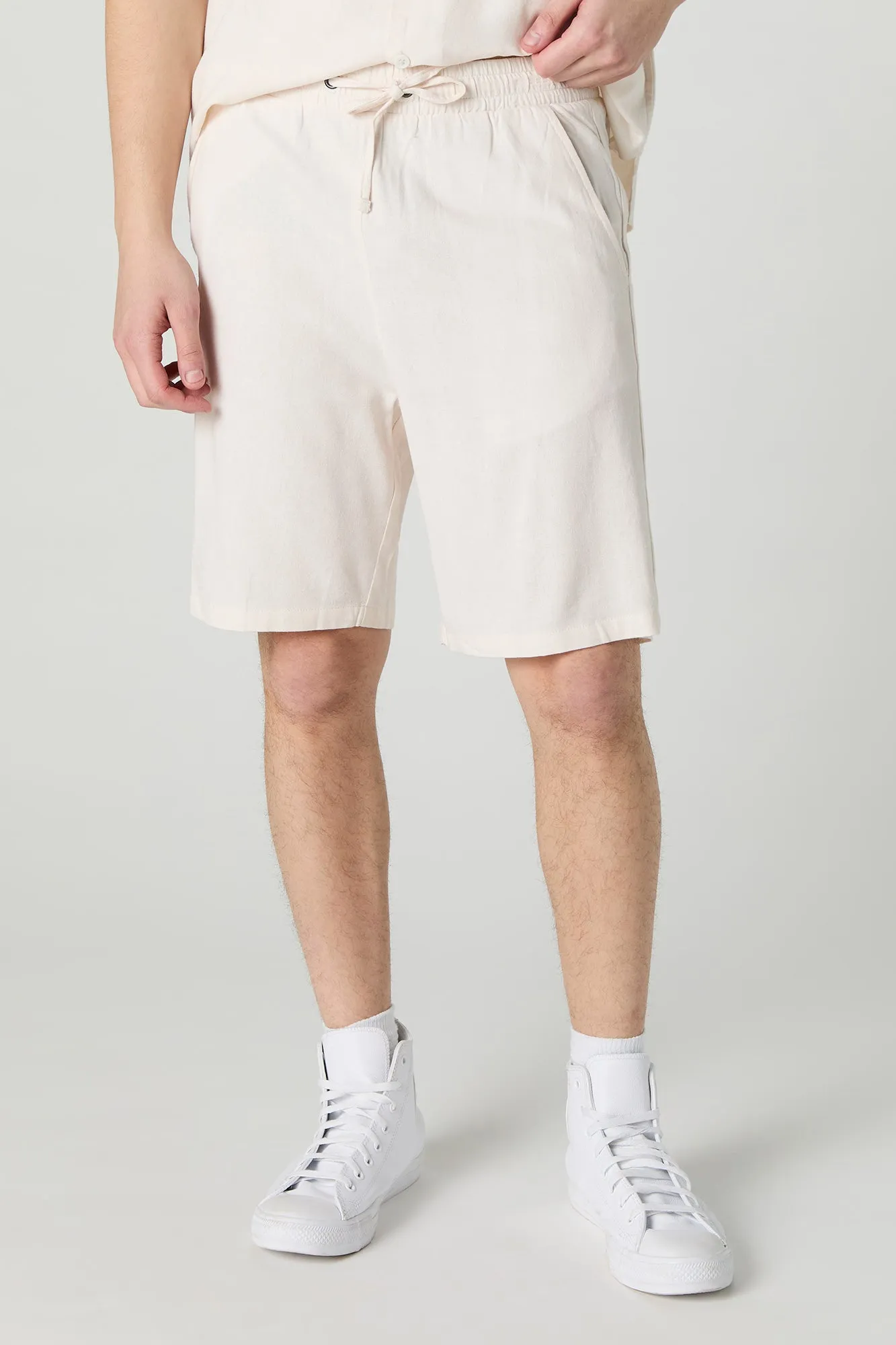 Linen-Blend Drawstring Short