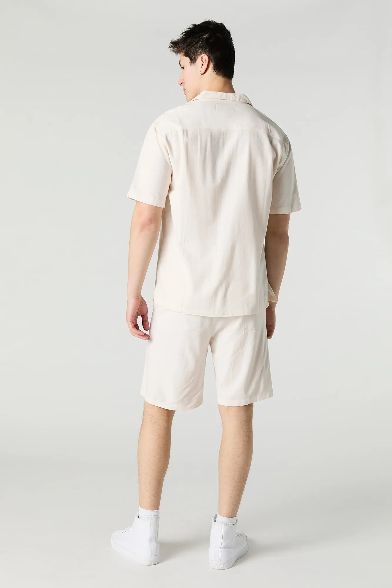 Linen-Blend Drawstring Short